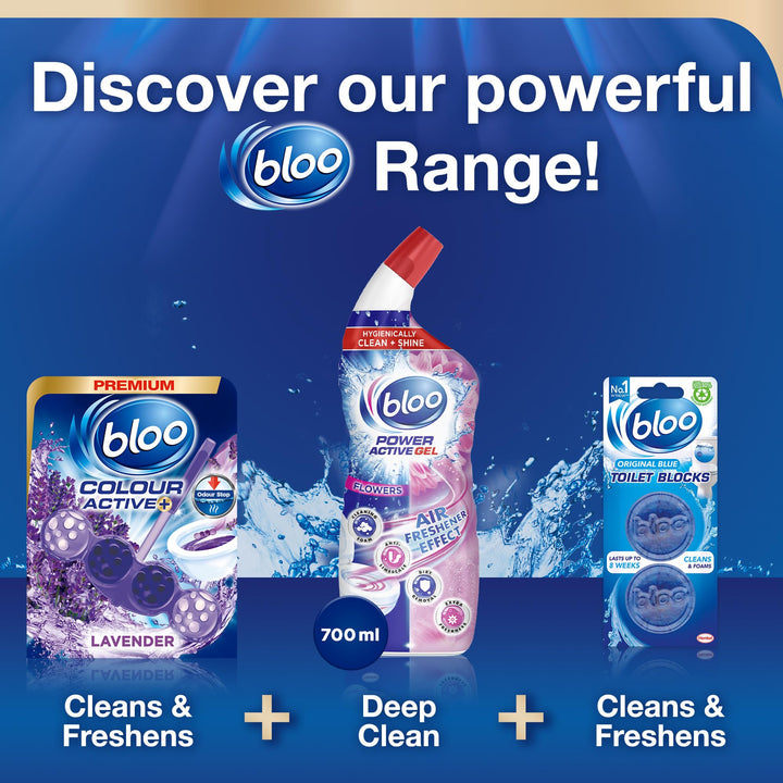 Bloo Colour Active Toilet Rim Block - Lavender Scent, Anti-Limescale, Odour-Stop Technology, 240 Flushes