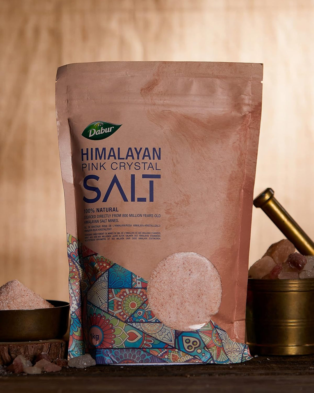 Dabur Himalayan Pure Pink Crystal Salt - 1kg | 100% Natural Fine Grain Salt with Minerals