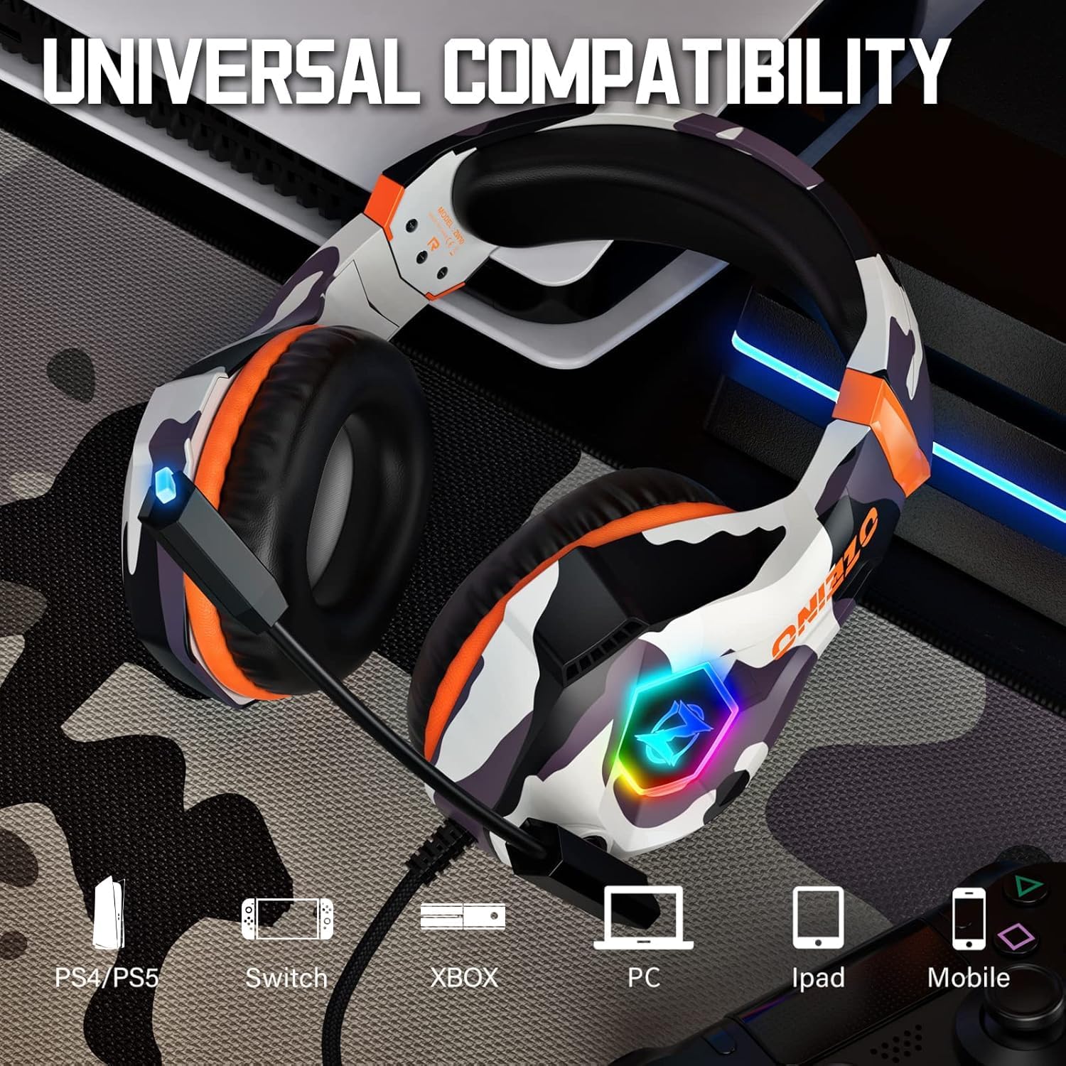 Ozeino ZW10 Gaming Headset - Surround Sound, Noise-Cancelling Mic, Multi-Platform Compatible 6