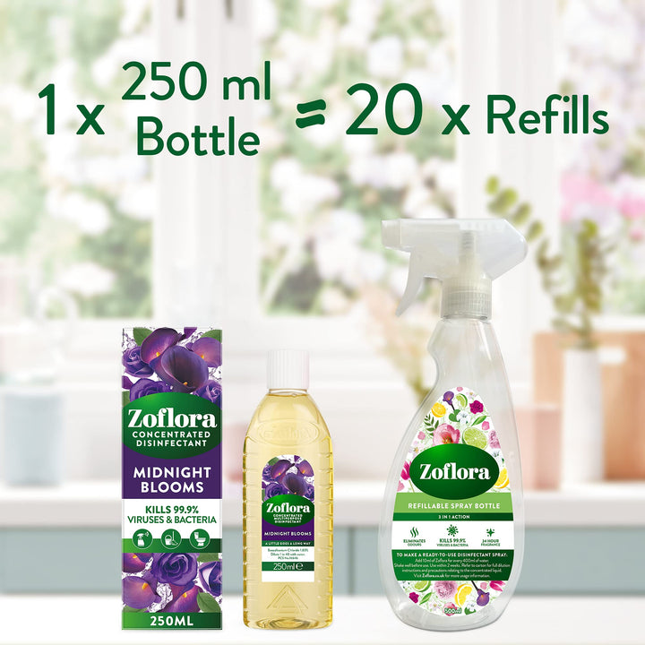 Zoflora Midnight Blooms Concentrated 3-in-1 Multipurpose Disinfectant (6 x 250ml)