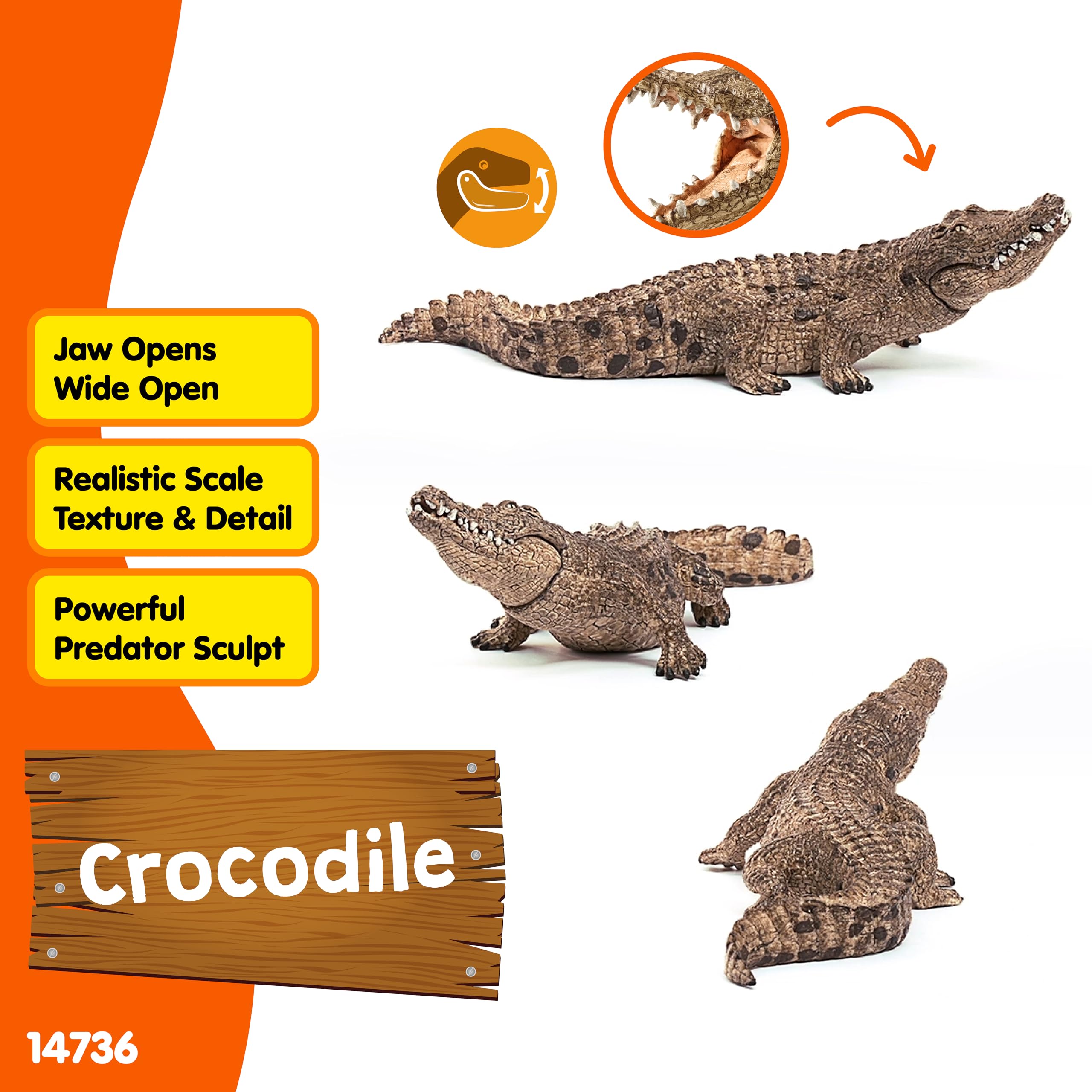 Schleich 14736 Crocodile Toy Figurine - Movable Jaw, Ages 3-8