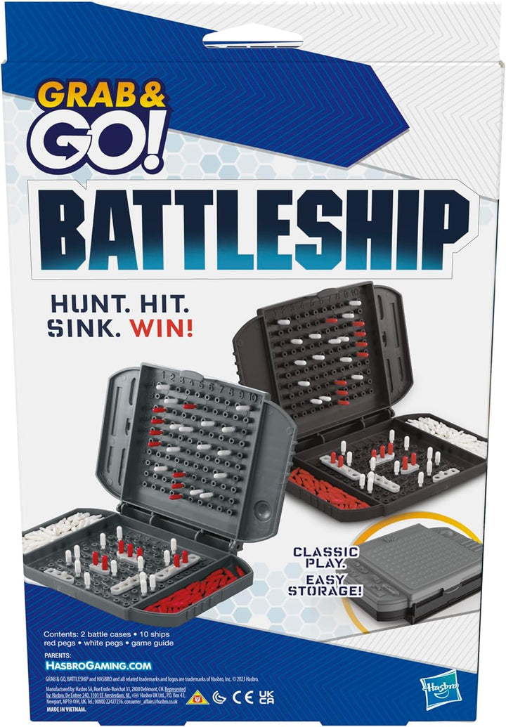 Hasbro Gaming Battleship Grab and Go Game, Portable 2-Player Strategy Board Game