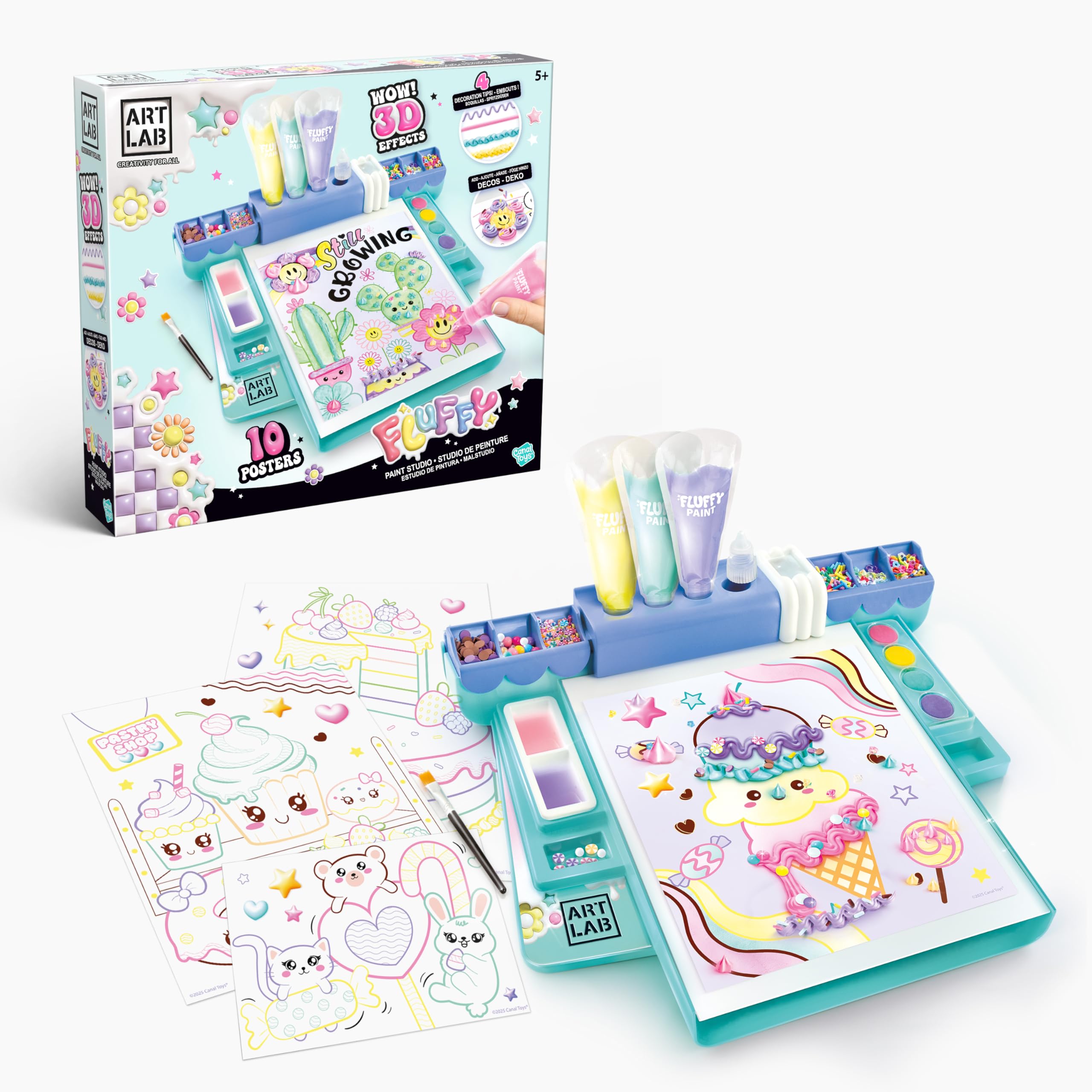 Canal Toys Art Lab Fluffy Painting Studio - 3D Art Set with 10 Posters & Water-Based Paint 1