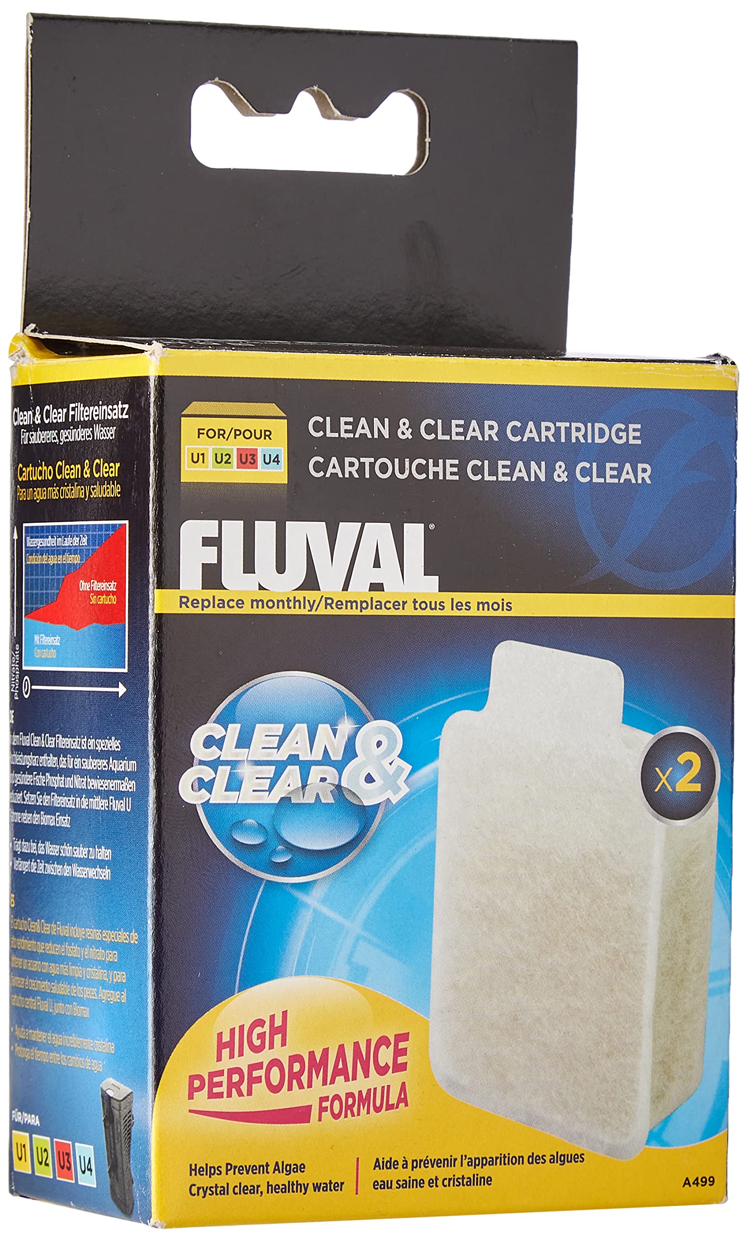 Fluval U Filter Clean & Clear Cartridge - For U1, U2, U3, U4 Filters | 2 Count