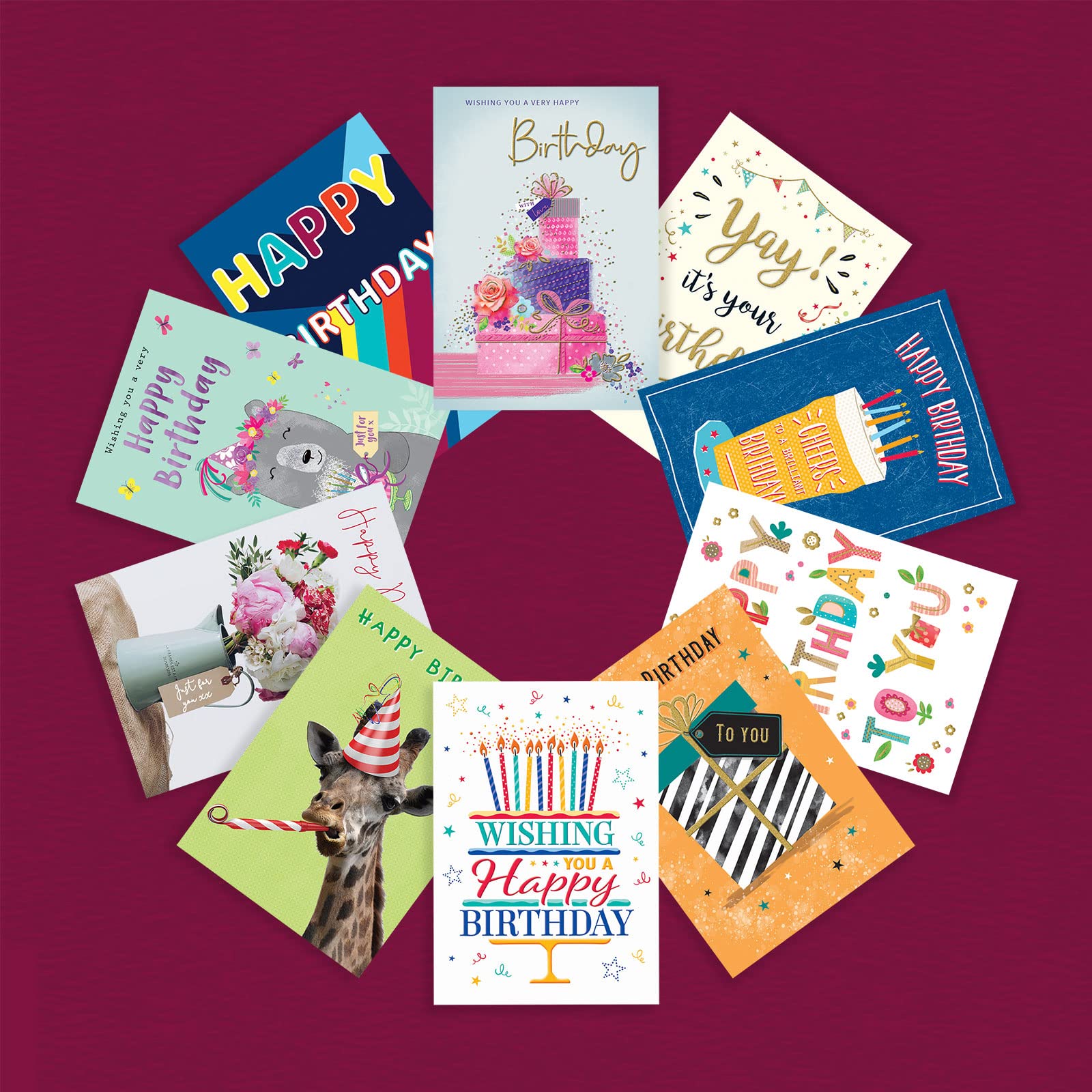 Piccadilly Greetings Assorted Birthday Cards Multipack - 20 Cards, 5x7 Inches, Unique Designs, White Envelopes 2