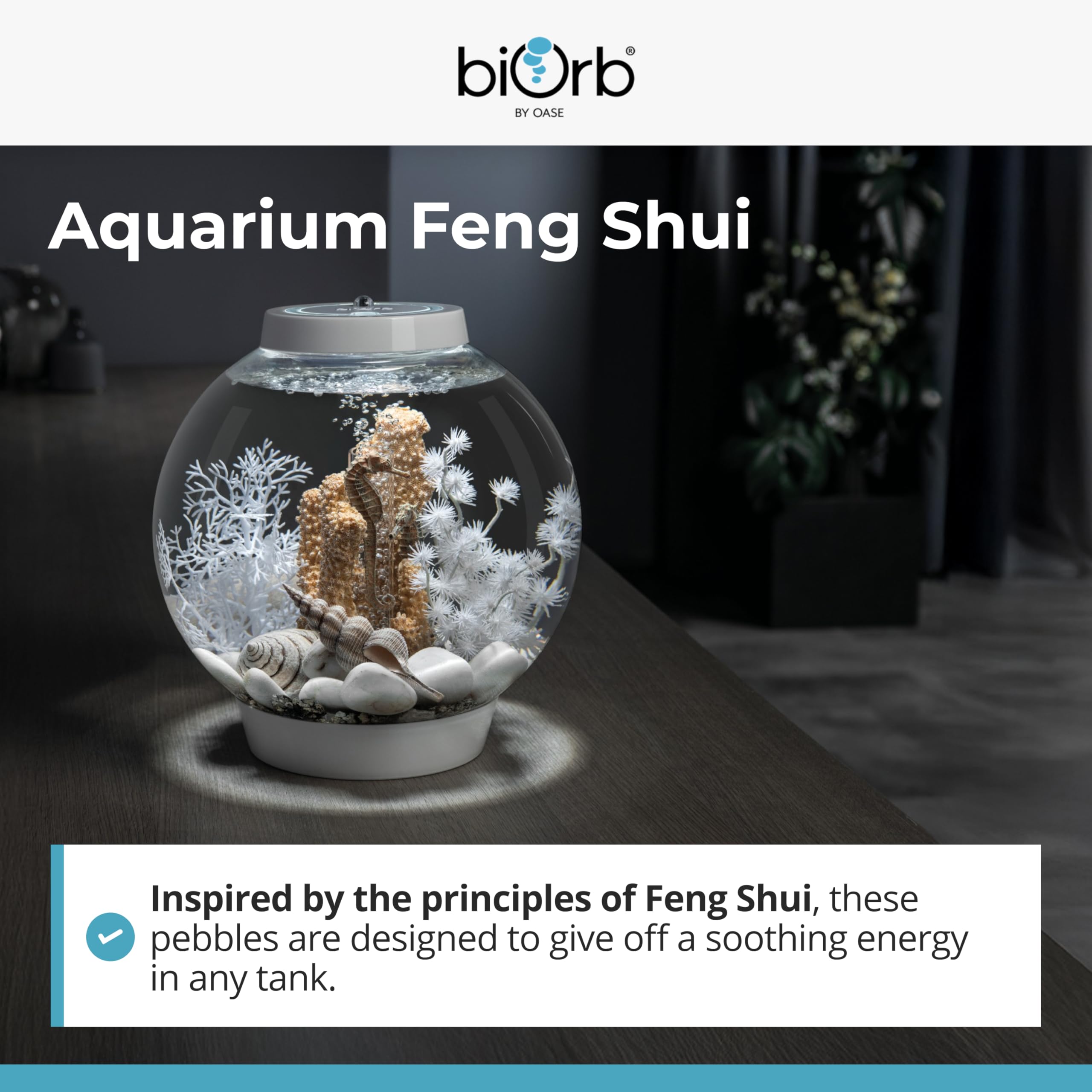biOrb Feng Shui Pebble Pack - Glistening White Aquarium Decor | 2 lbs Stone 6