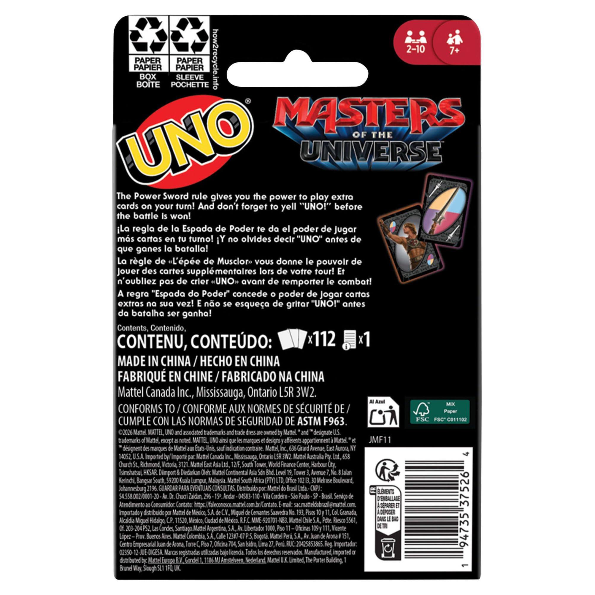 Juegos Mattel UNO Masters of the Universe Movie Card Game - Multicolor, 112 Cards, Ages 7+ 5