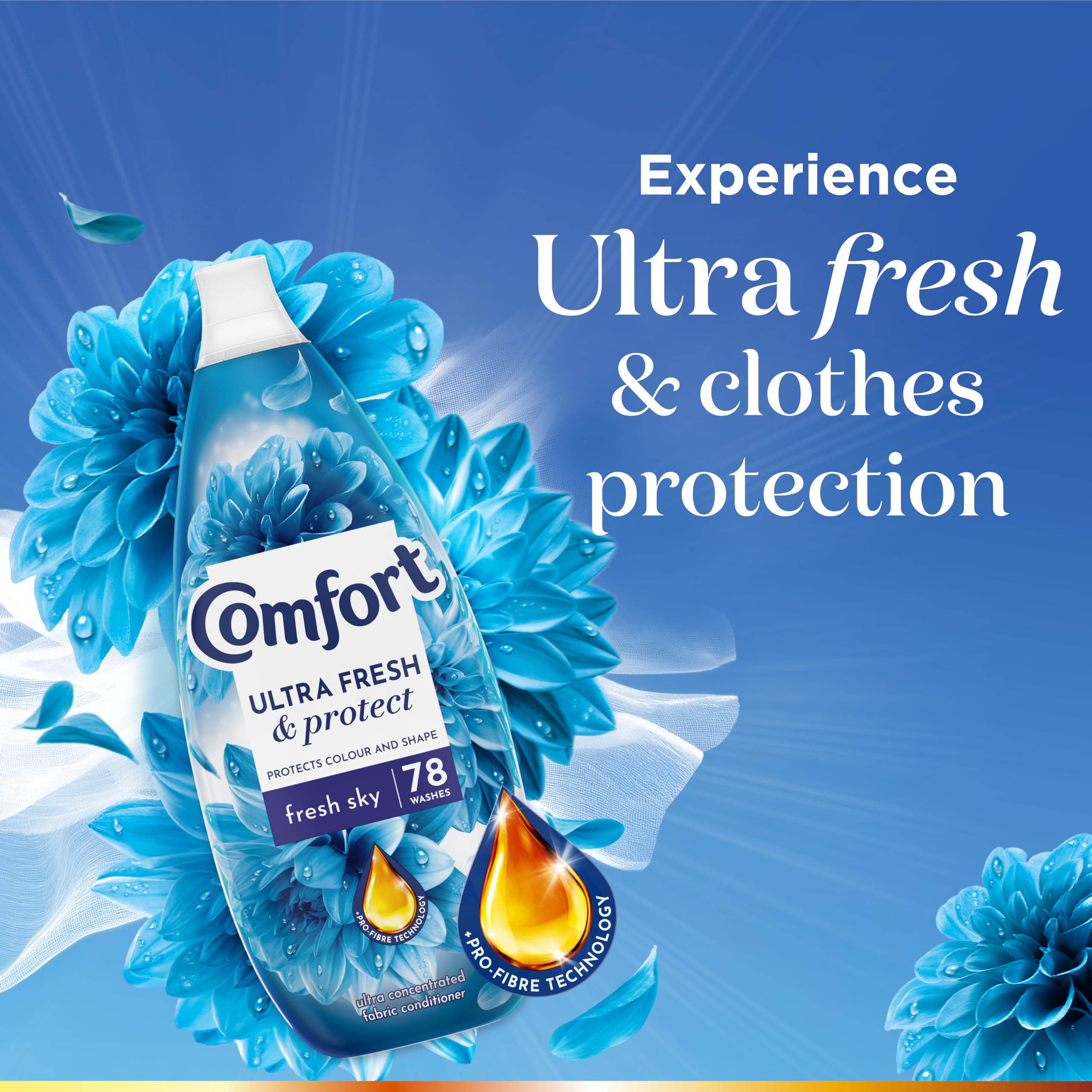 Comfort Ultra Fresh & Protect Fresh Sky Fabric Conditioner - Liquid Fabric Softener 4