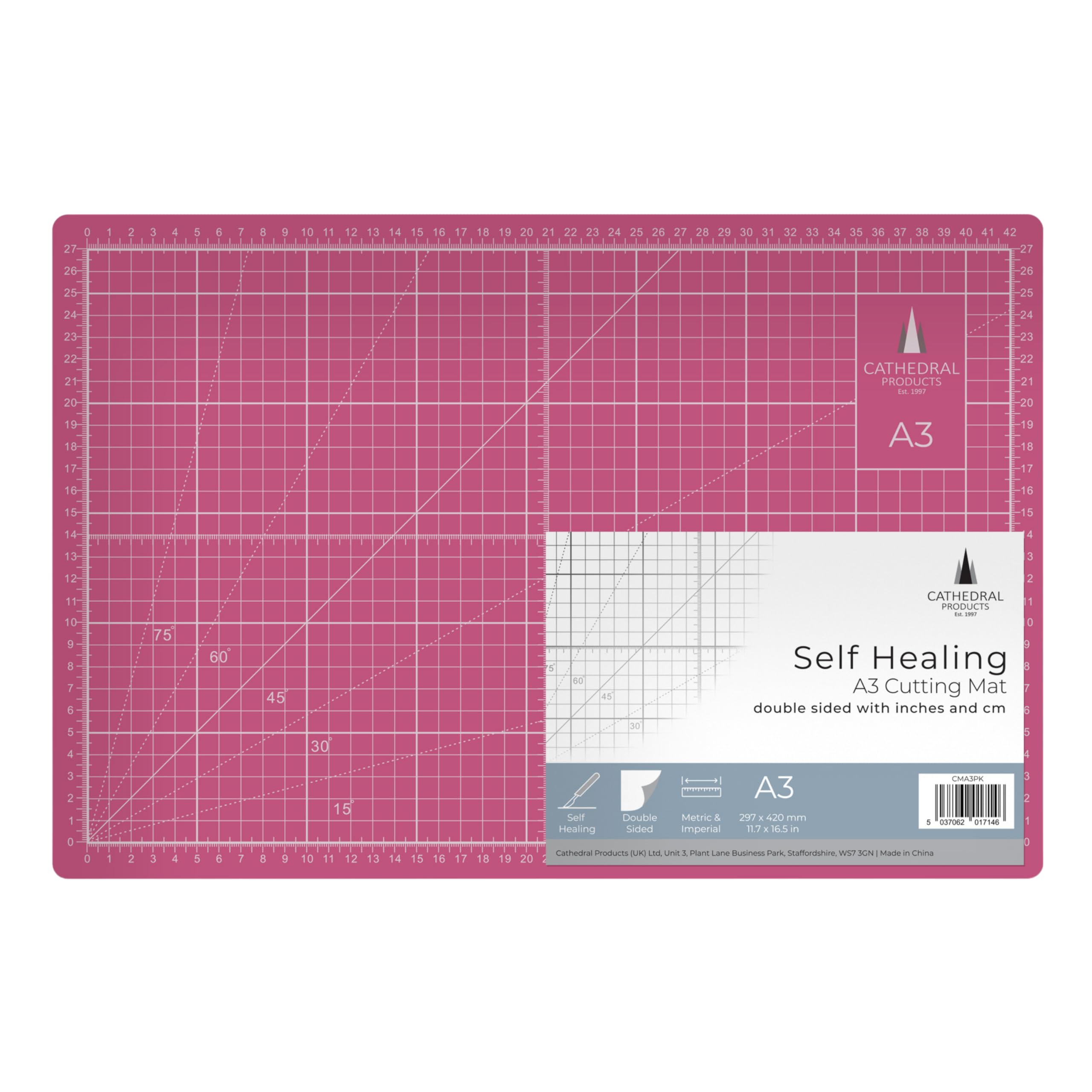Cathedral Products A3 Double-Sided Self-Healing Cutting Mat | 3mm Thick | Pink 4