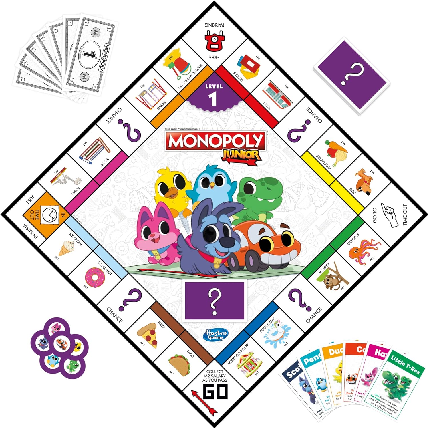 Monopoly Junior Board Game, 2-Sided Gameboard, 2 Games in 1 10