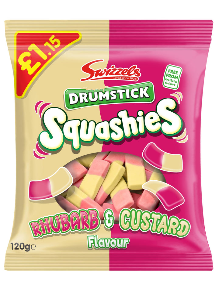 Swizzels Squashies Sweets - Rhubarb & Custard Flavour (120g)