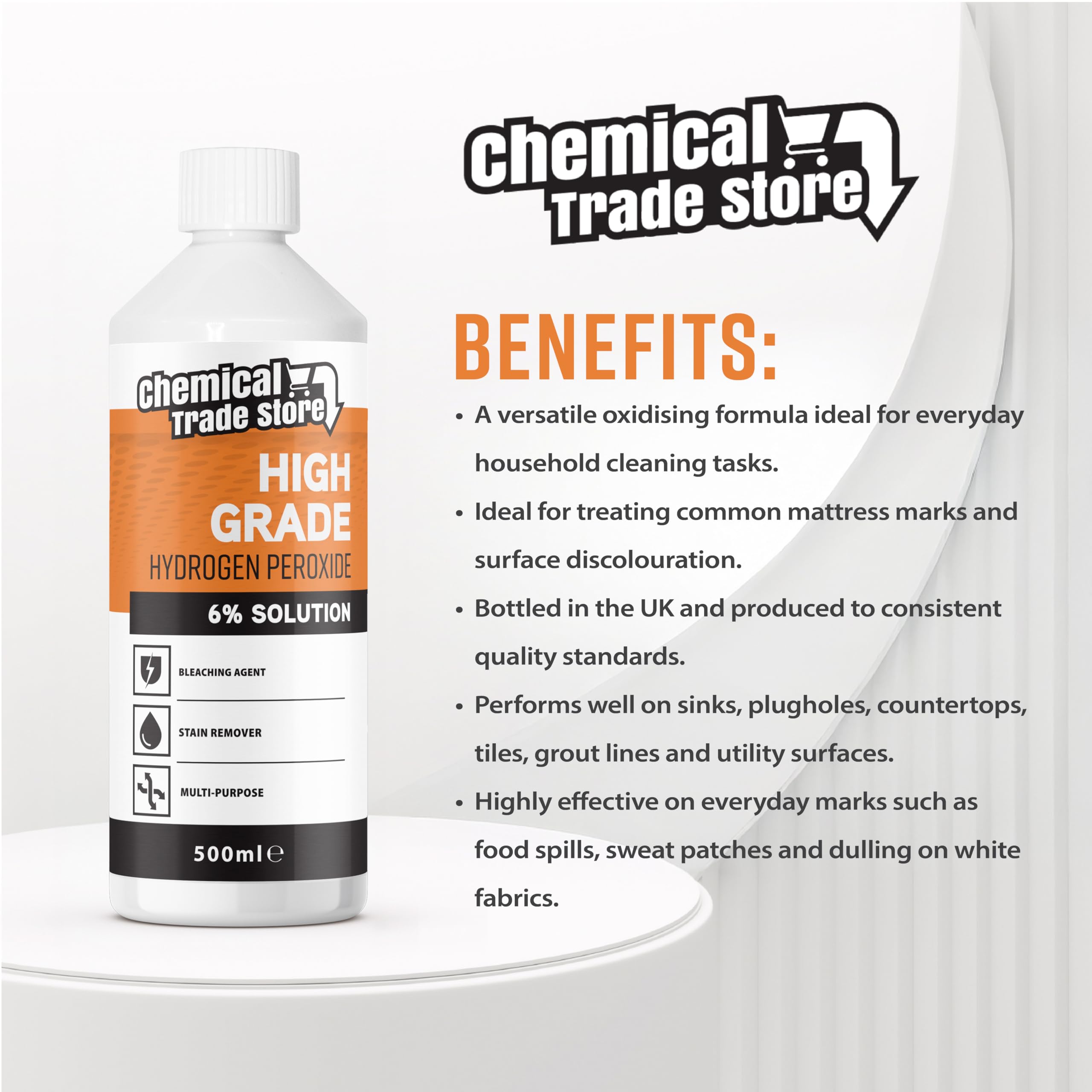 Chemical Trade Store Hydrogen Peroxide Solution 6% Multi-Purpose Cleaner | 500 ml Liquid 5