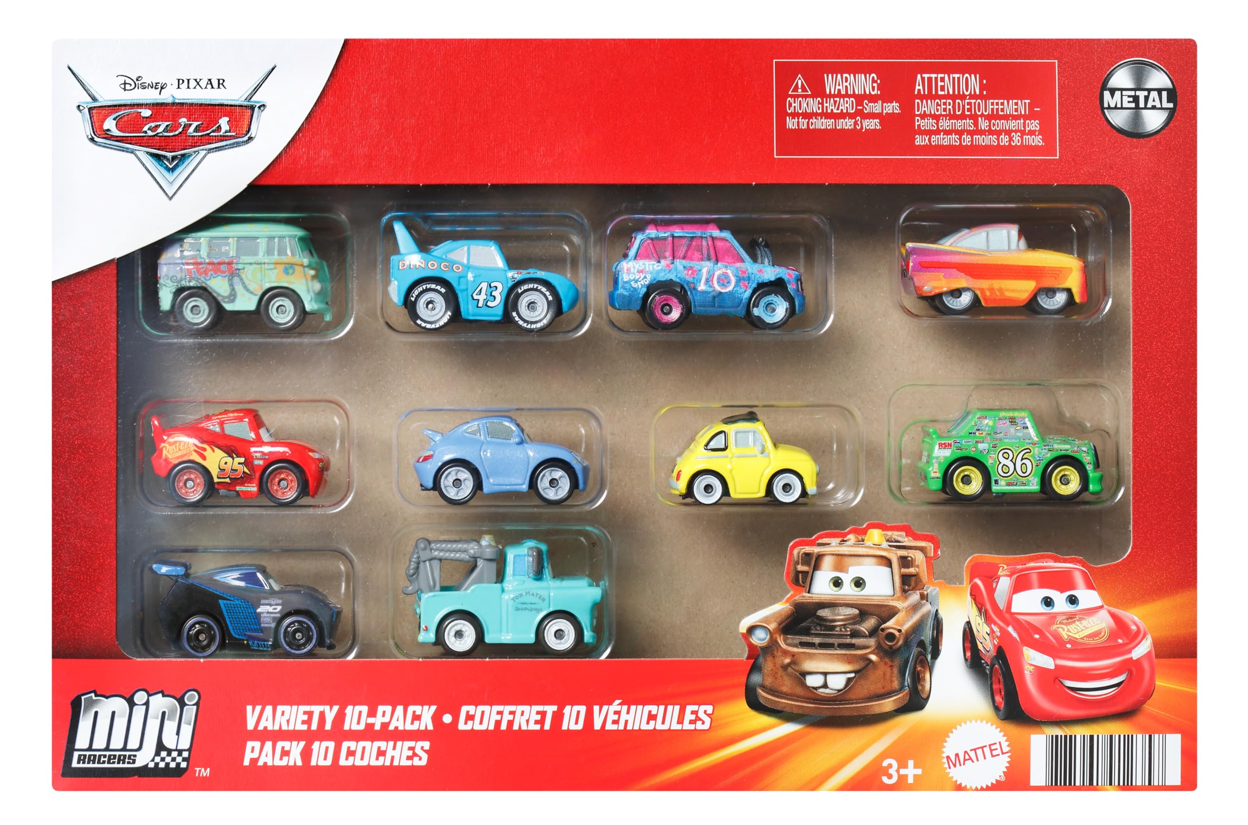 Mattel Disney Pixar Cars Mini Racers 10-Pack GRW27 | Collectible Die-Cast Vehicles | Ages 3+ 3