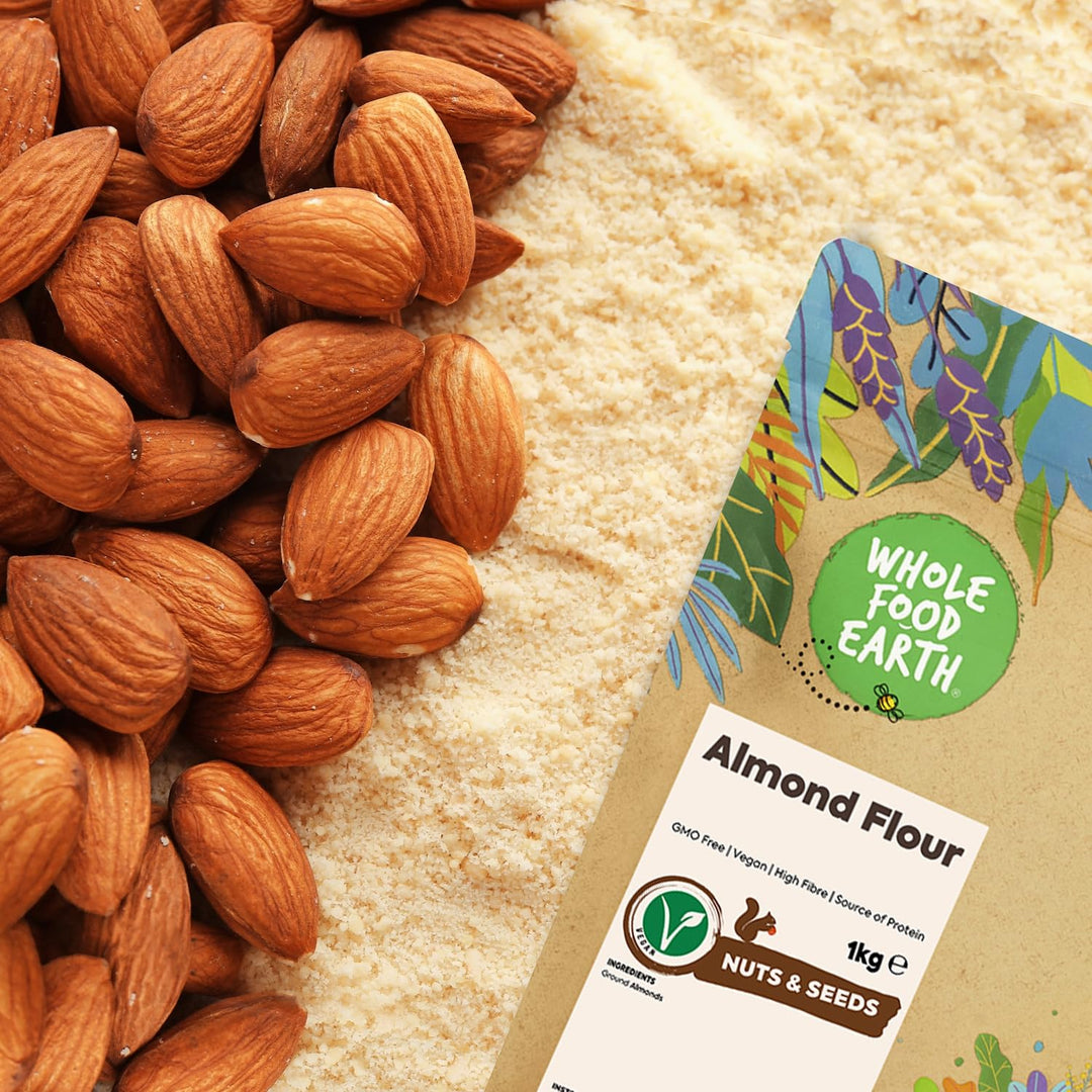 Wholefood Earth Almond Flour 500g | GMO-Free | High Fibre | Vegan | Recyclable Packaging