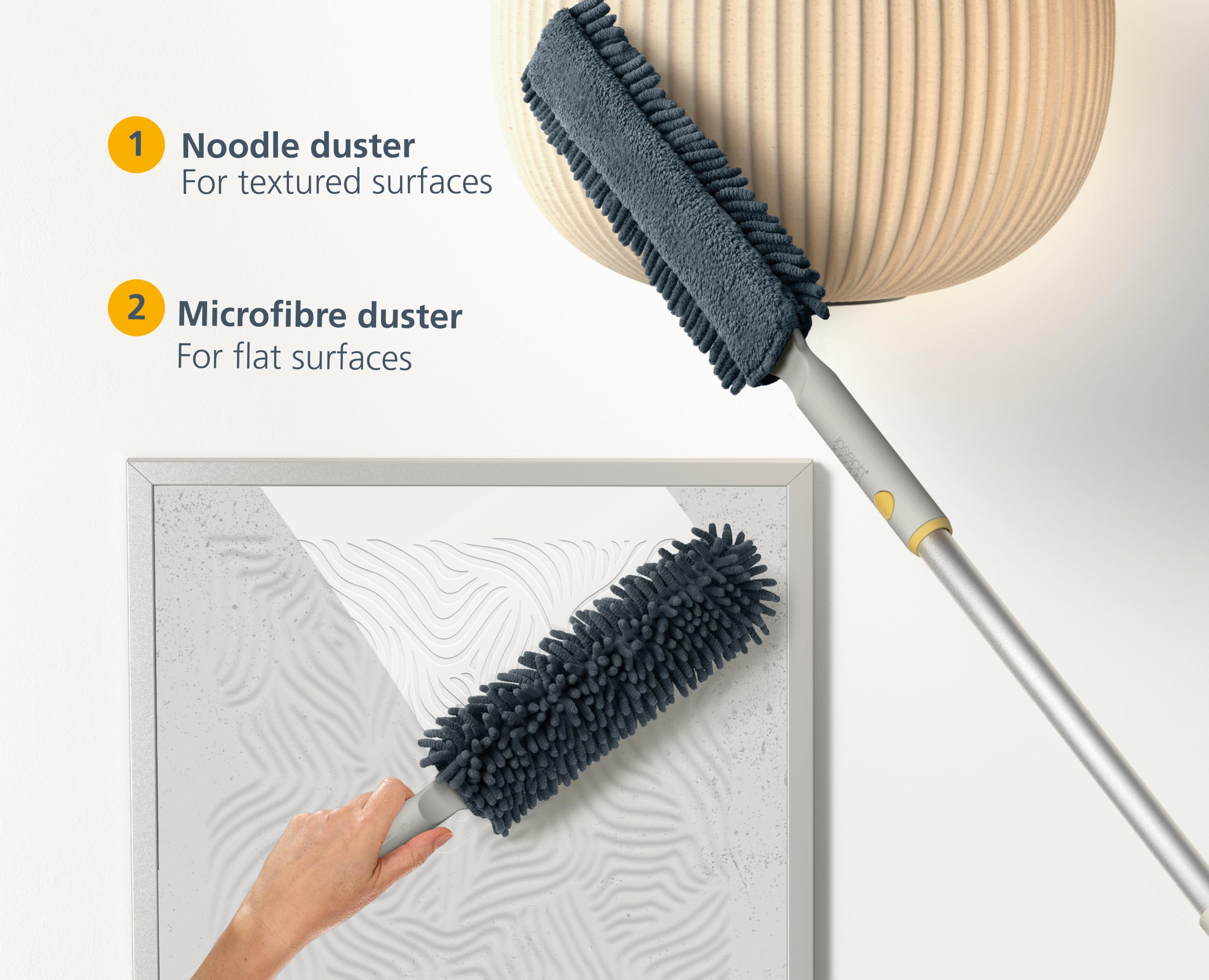 Joseph Joseph CleanTech 3-in-1 Duster with Storage Sheath | Microfiber & Noodle Fabric | Light Stone 7