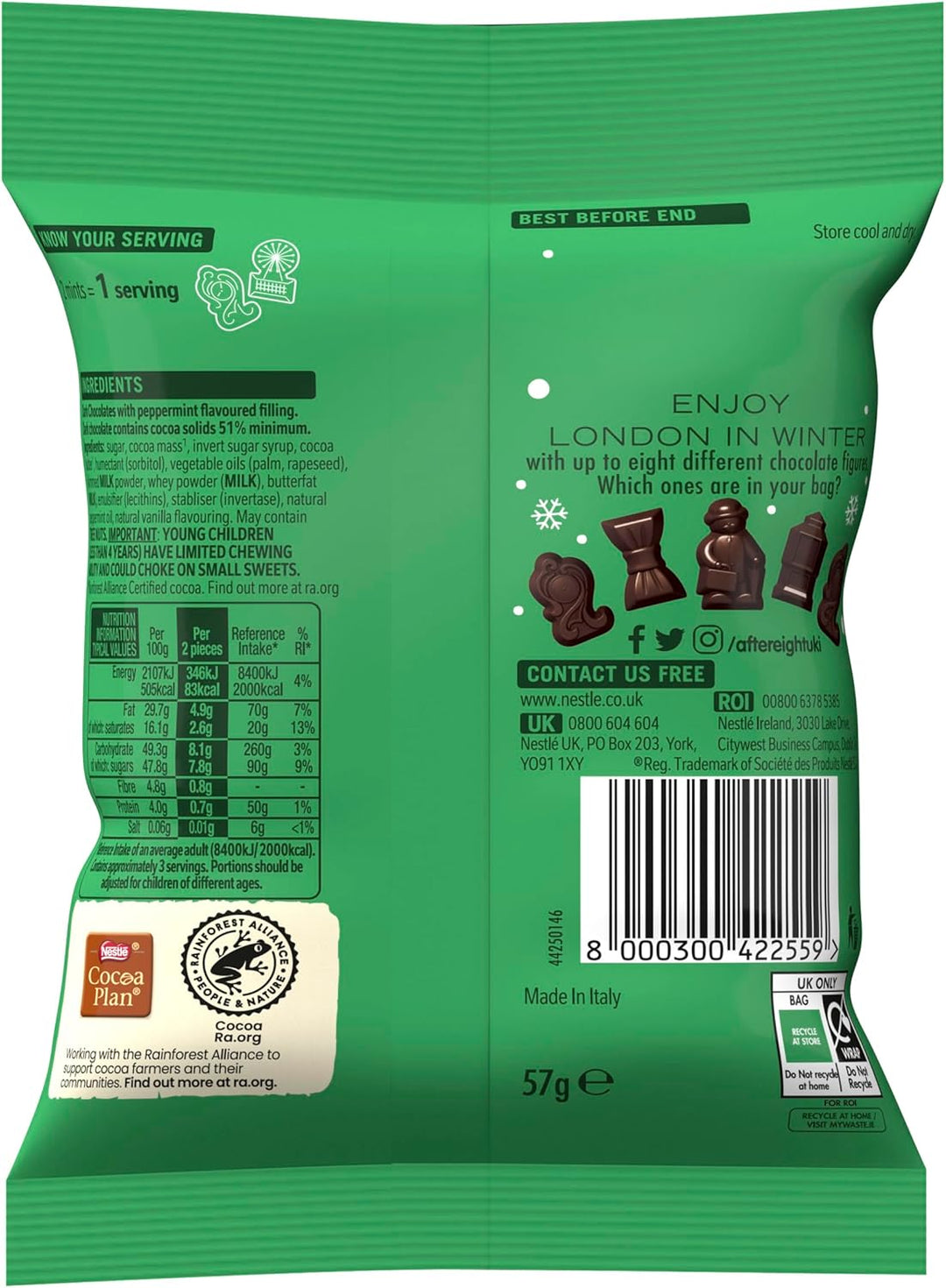 After Eight Winter Fondants Dark Mint Chocolate Bag, 57g