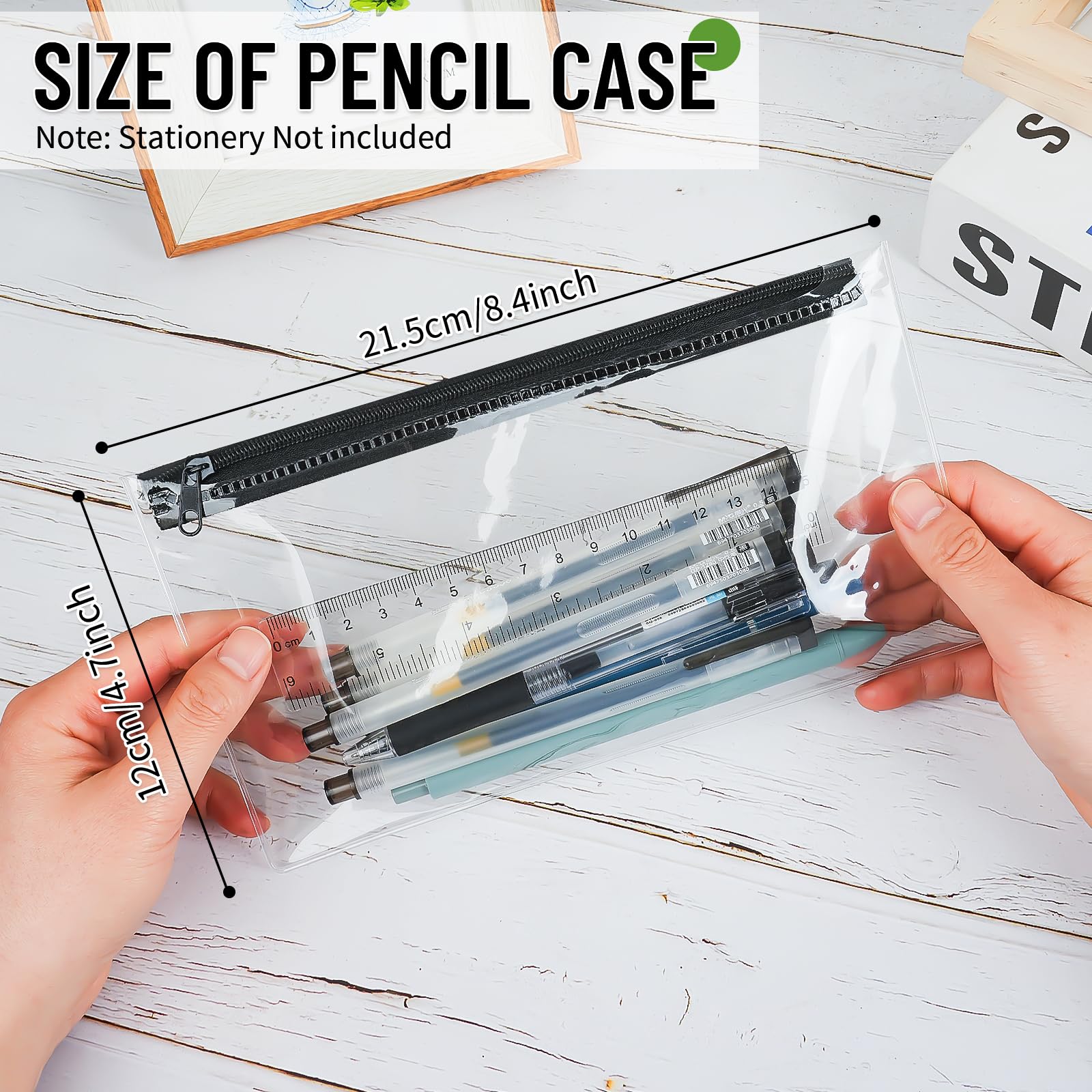 MOXYOY Clear Pencil Case for Exams - 3PCS Transparent PVC Pouch | Waterproof & Foldable | 21.5cm x 12.2cm 6