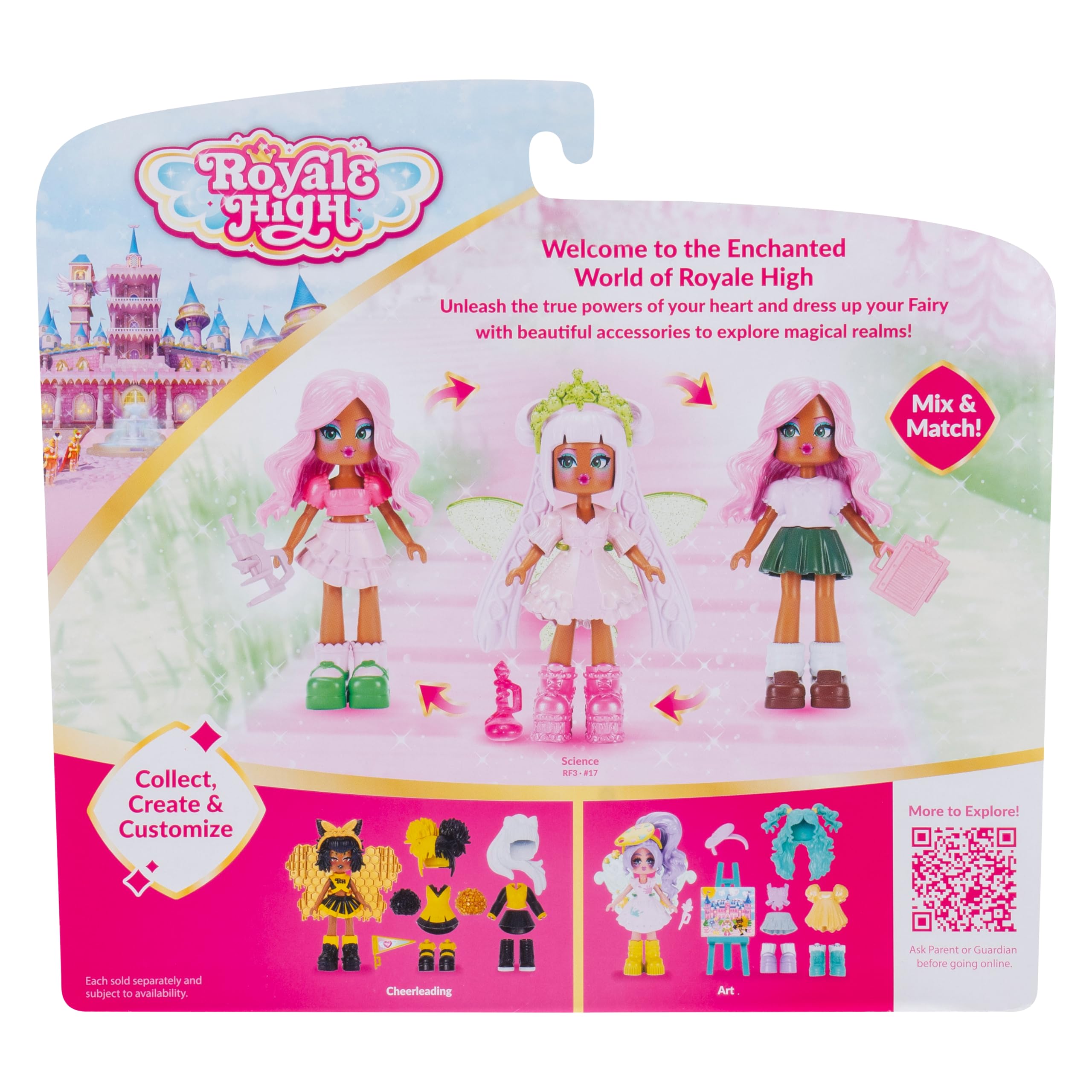 Jazwares Royale High School Spirit Fashion Pack: Science - Nature Element 3" Doll with 15 Accessories & Game Code 6