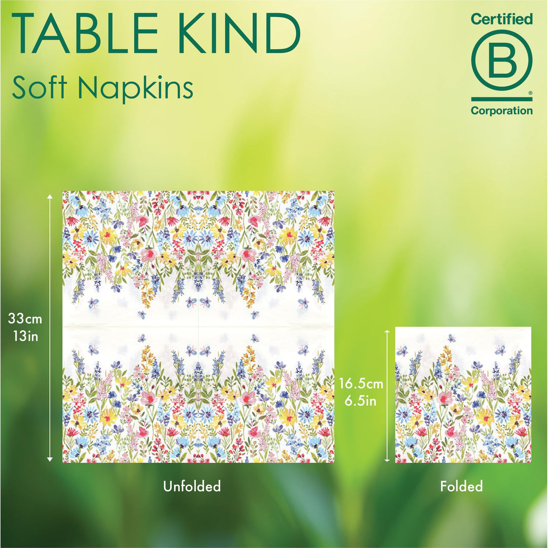 Talking Tables Floral Meadow 2-Ply Recycled Paper Napkins 100-Pack
