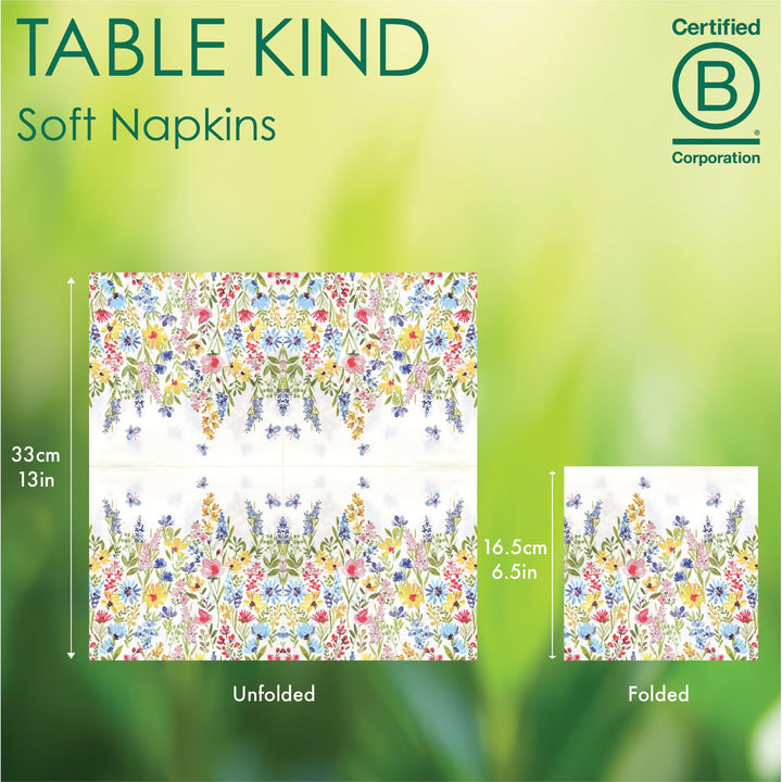 Talking Tables Floral Meadow 2-Ply Recycled Paper Napkins 100-Pack