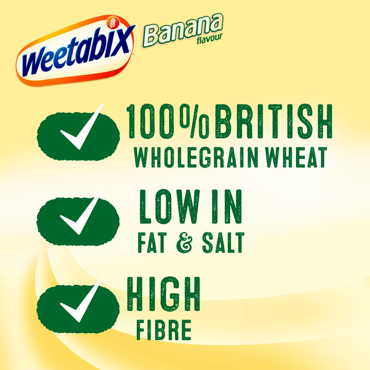Weetabix Banana Cereal Biscuits, 375g - High Fibre Breakfast Biscuits, Low in Saturated Fat, Vegetarian Friendly