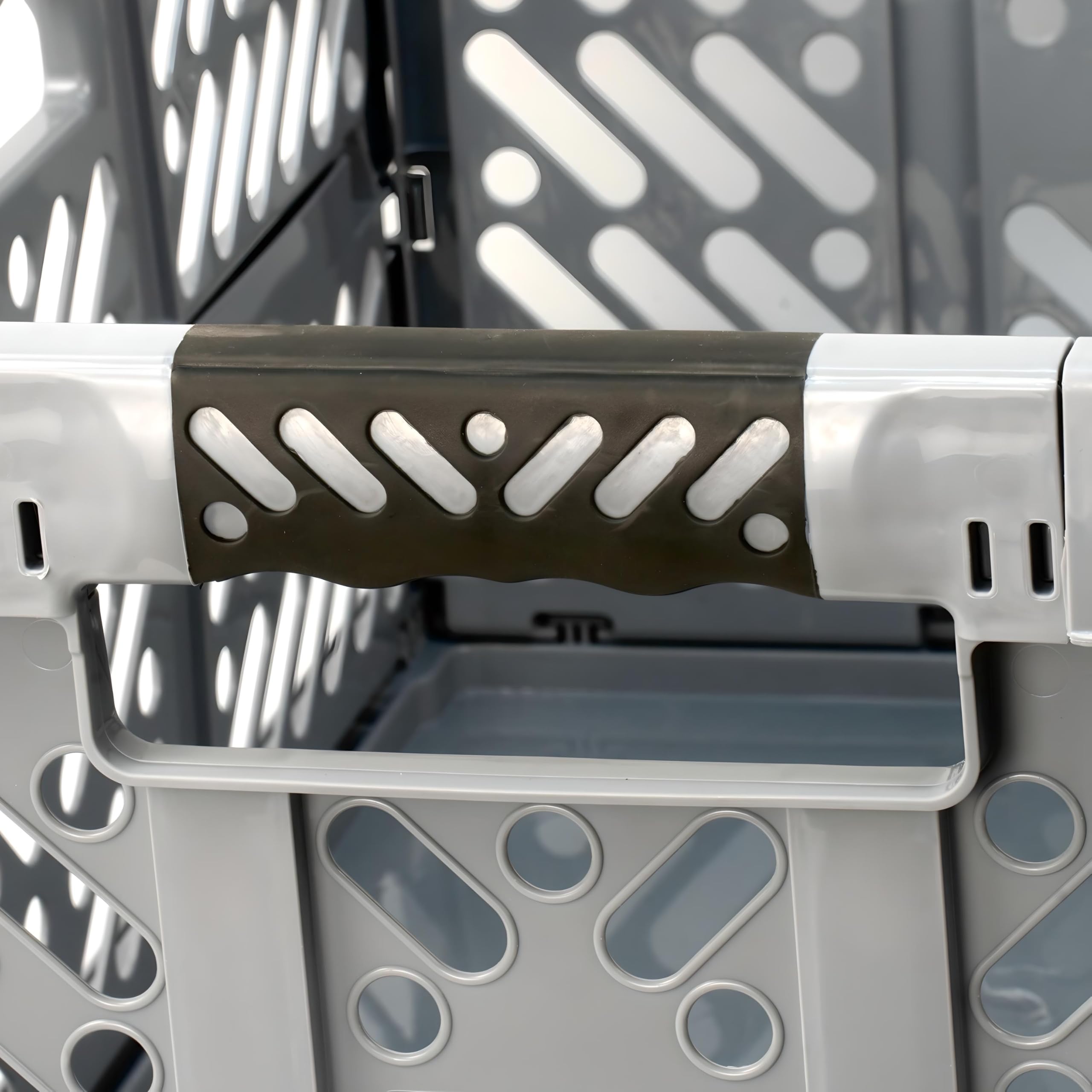 DIVCHI 45L Foldable Plastic Storage Crate - Grey | Space-Saving | Heavy-Duty 4