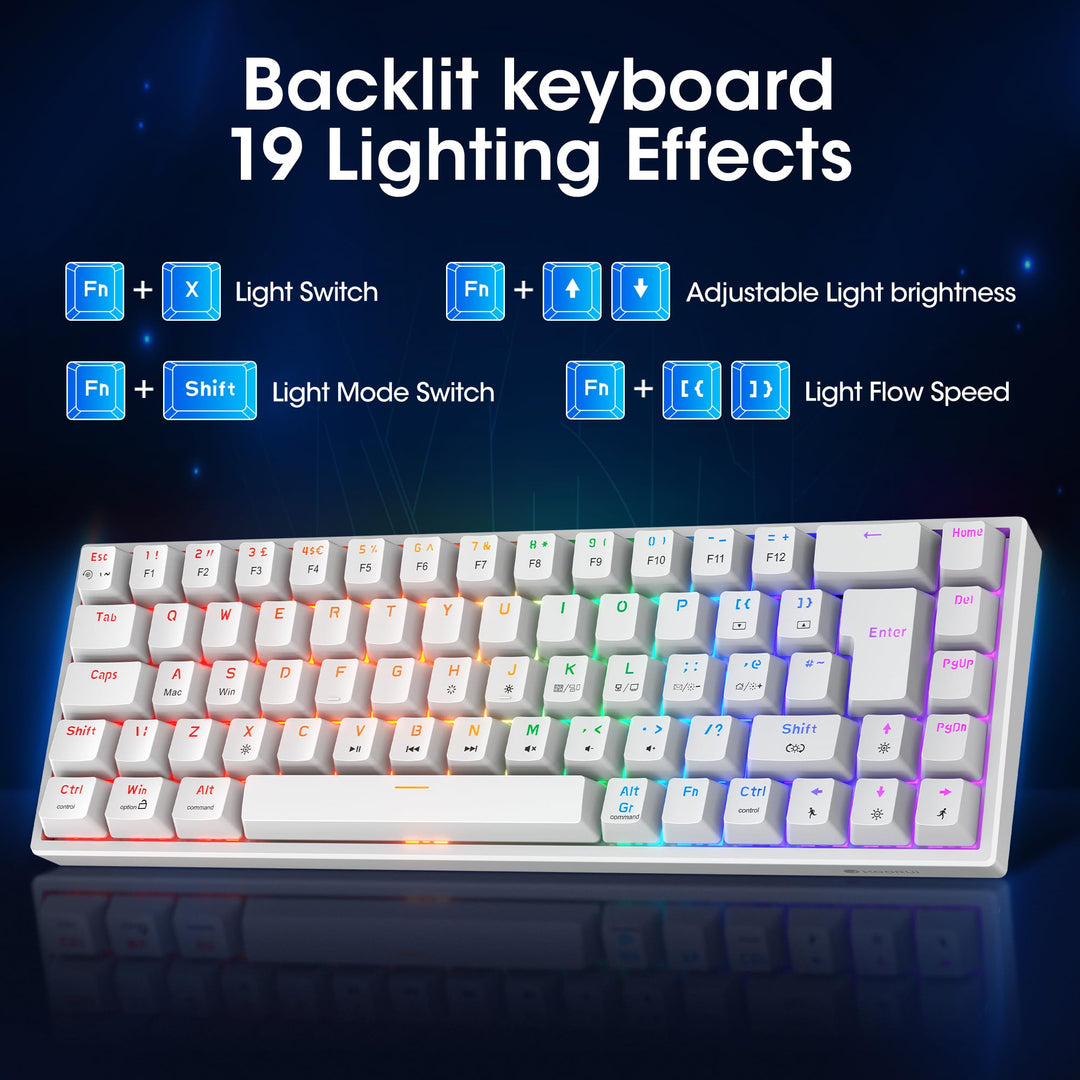 KOORUI 60% Mechanical Gaming Keyboard MKC01, Blue Switch, RGB Backlit, Compact 69-Key Layout with Detachable Type-C Cable