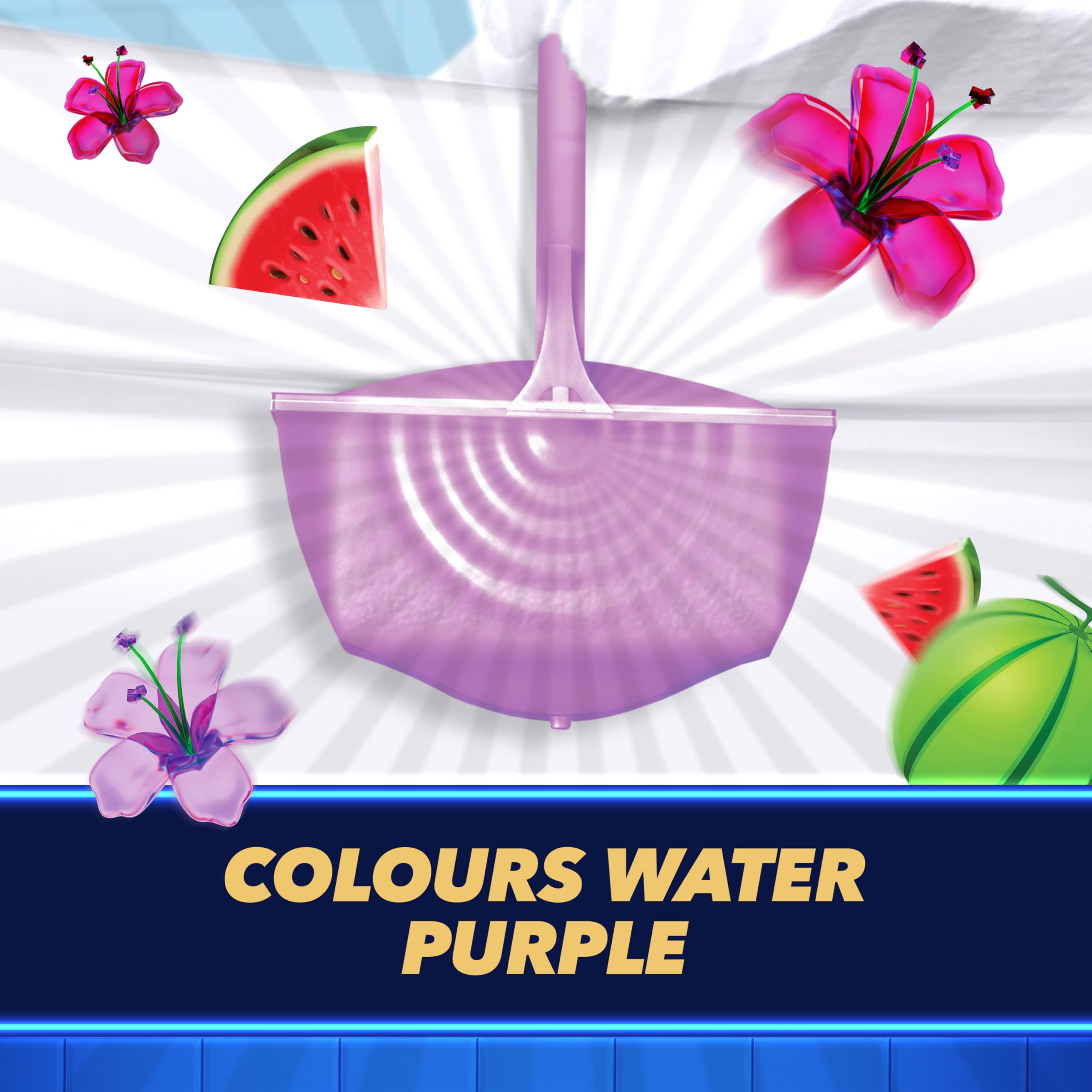DUCK Watermelon Whirlwind Rim Block Toilet Cleaner - Foaming Action, Purple Color, Anti-Limescale | 2 Count 3