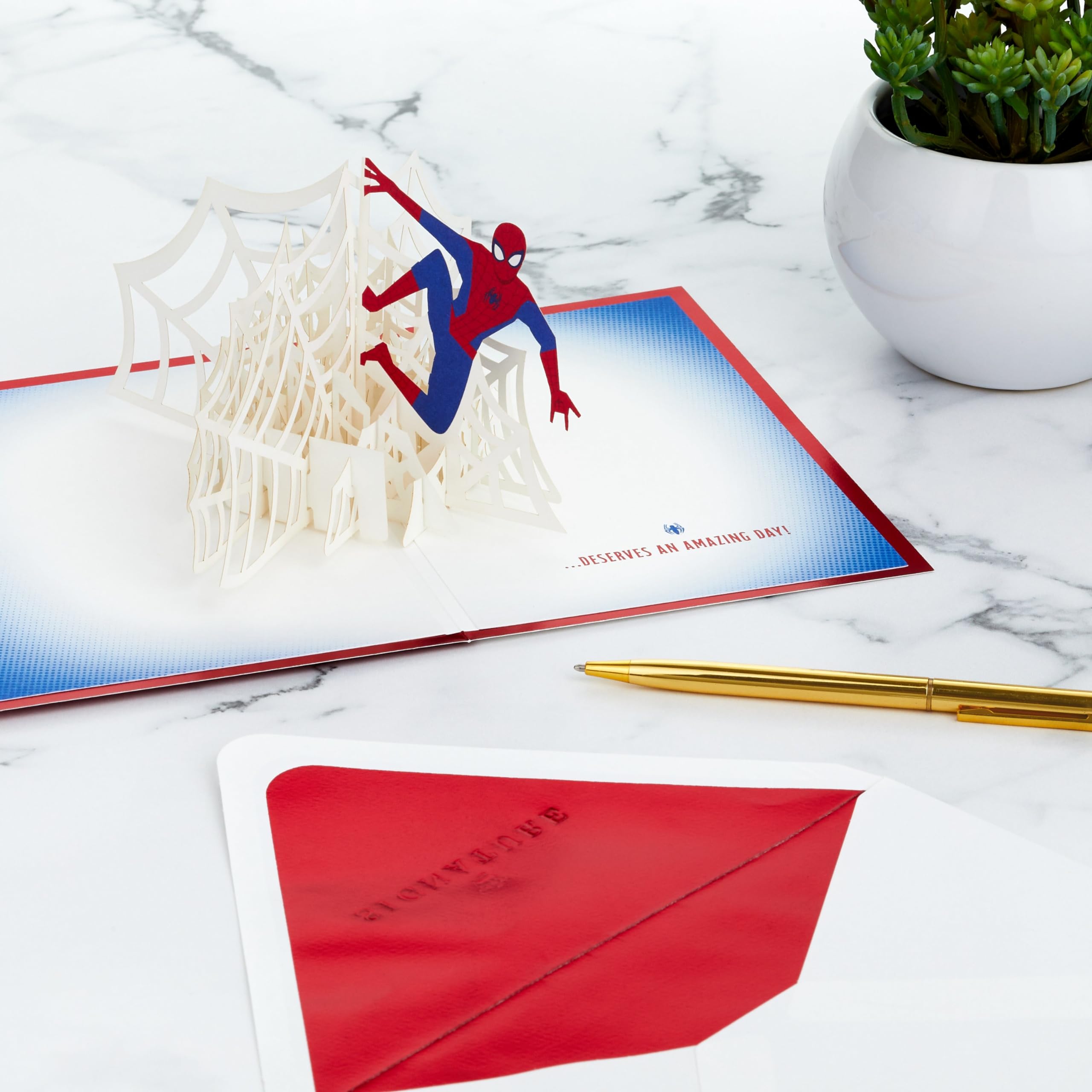 Hallmark MARVEL Spider-Man 3D Pop-Up Birthday Card with Red Metallic Foil | FSC Certified 6