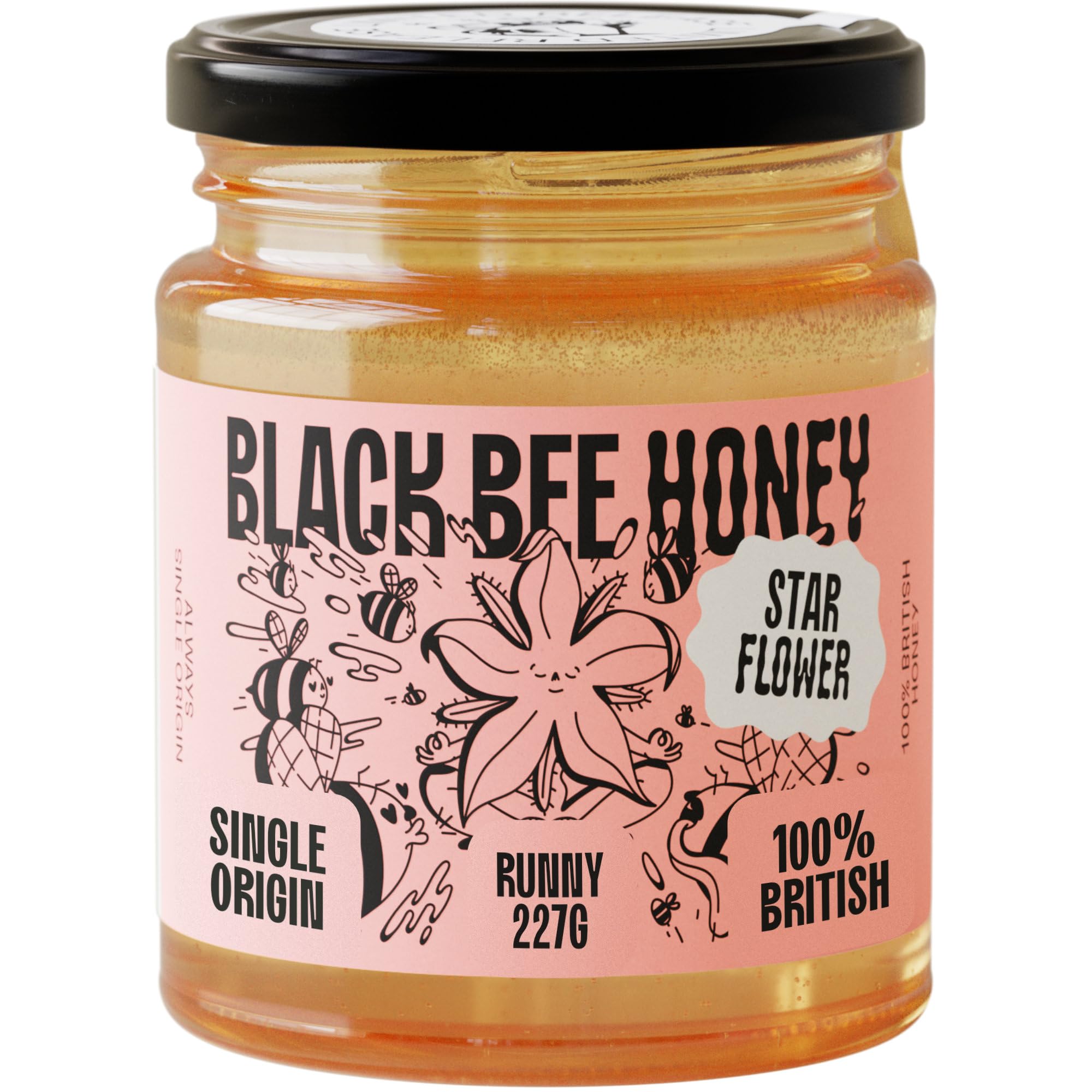Black Bee Honey Starflower Honey Pure British Borage Light Sweet & Floral 227g