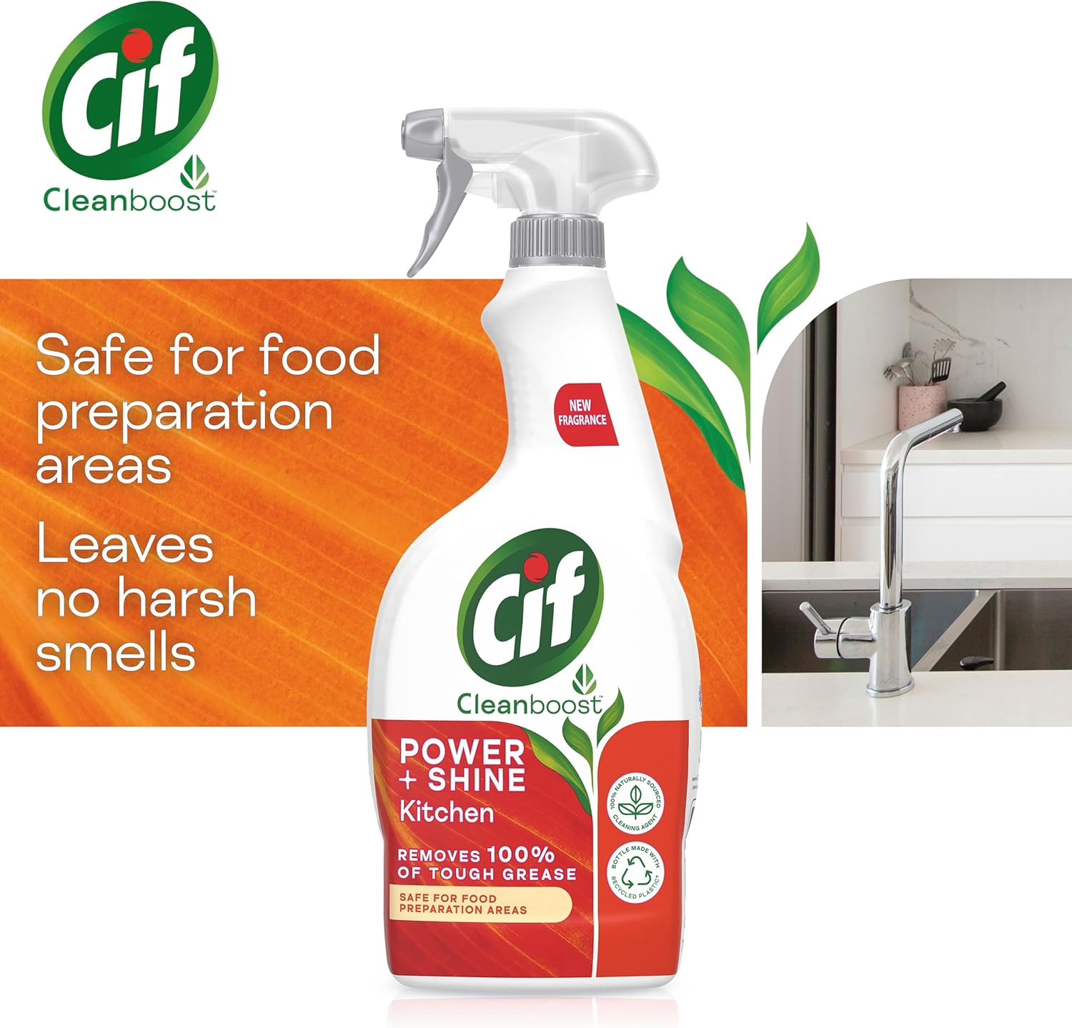 Cif Power & Shine Kitchen Spray - Tough Grease Remover for Ceramic, Chrome & Enamel (700ml) 6