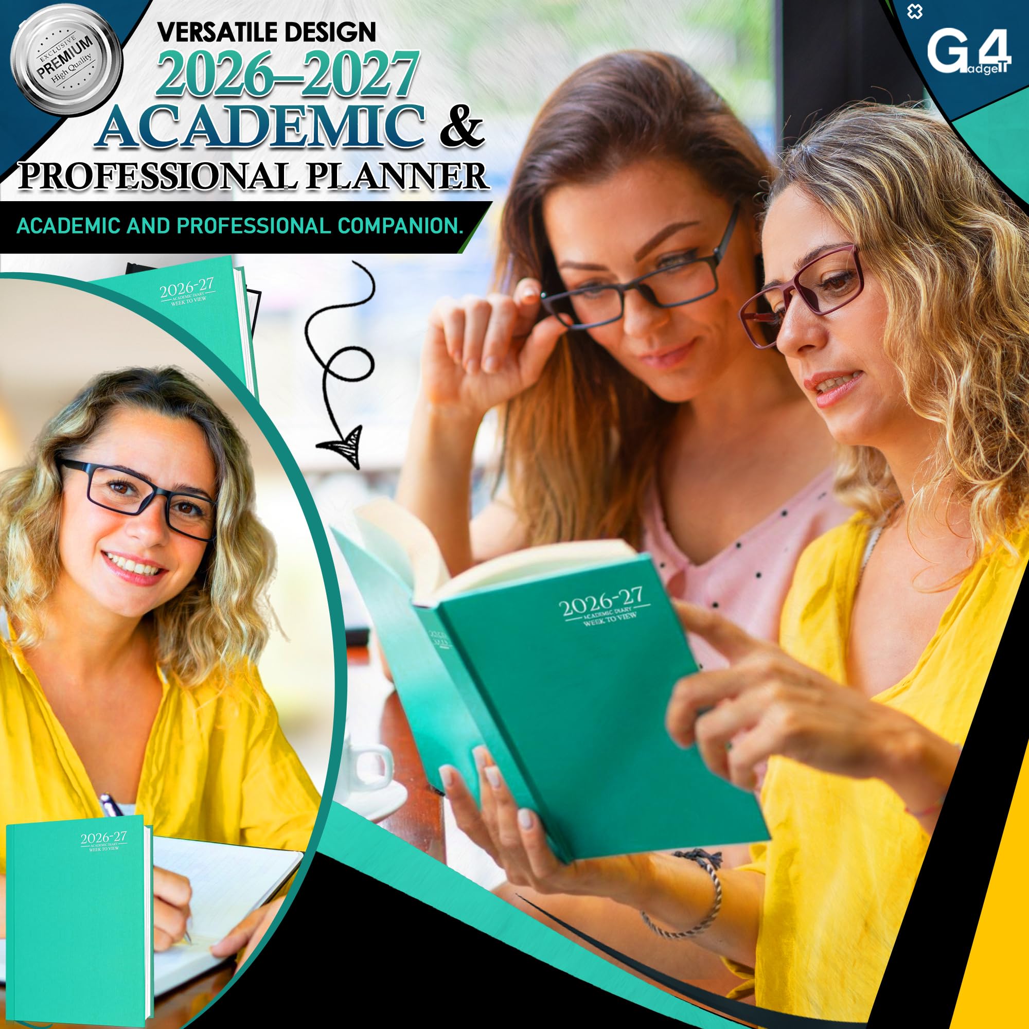 G4GADGET 2026-2027 Academic Diary - A5 Week To View, Teal Hardback 4