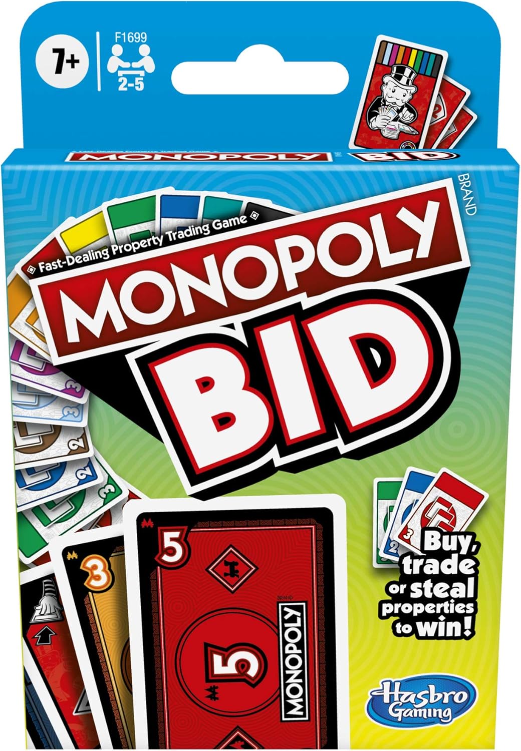 Monopoly Bid Game by Hasbro Gaming - Fast-Playing Card Game for Families & Kids 1