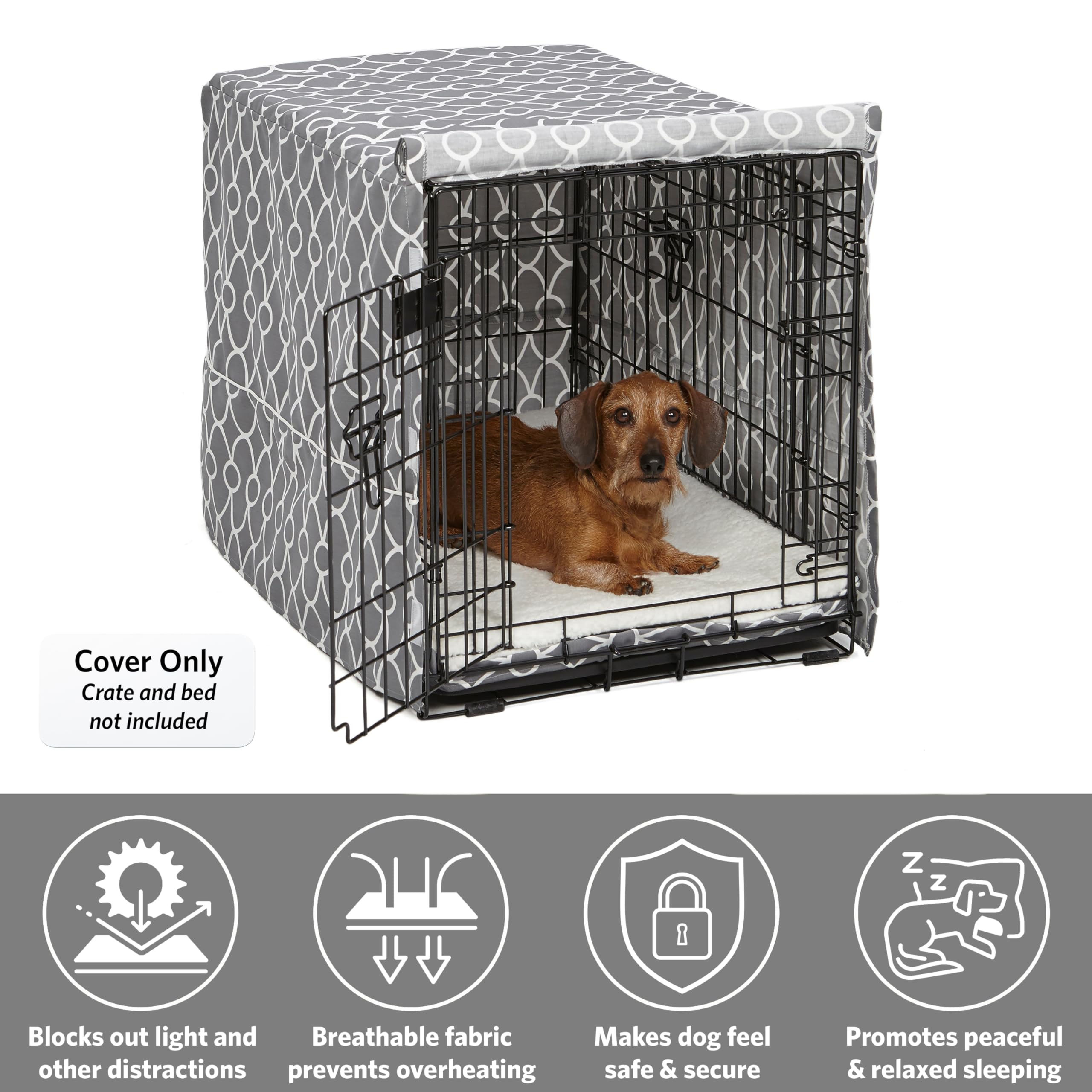 MidWest Homes for Pets Crate Cover for 76cm Crates | Teflon Protected | Gray 3