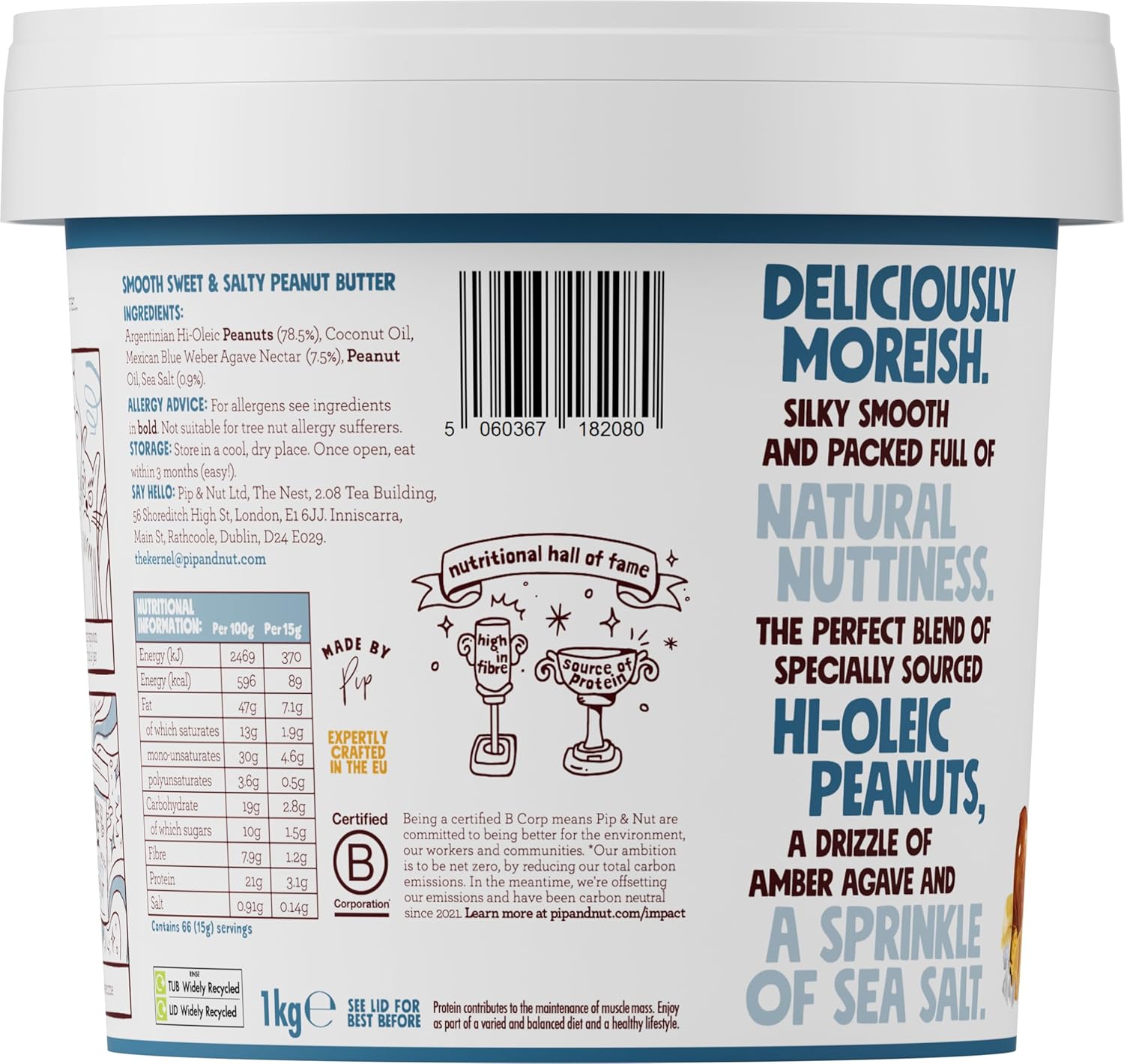 Pip & Nut Sweet & Salty Smooth Peanut Butter (1kg) - No Palm Oil, Natural Nut Spread 3