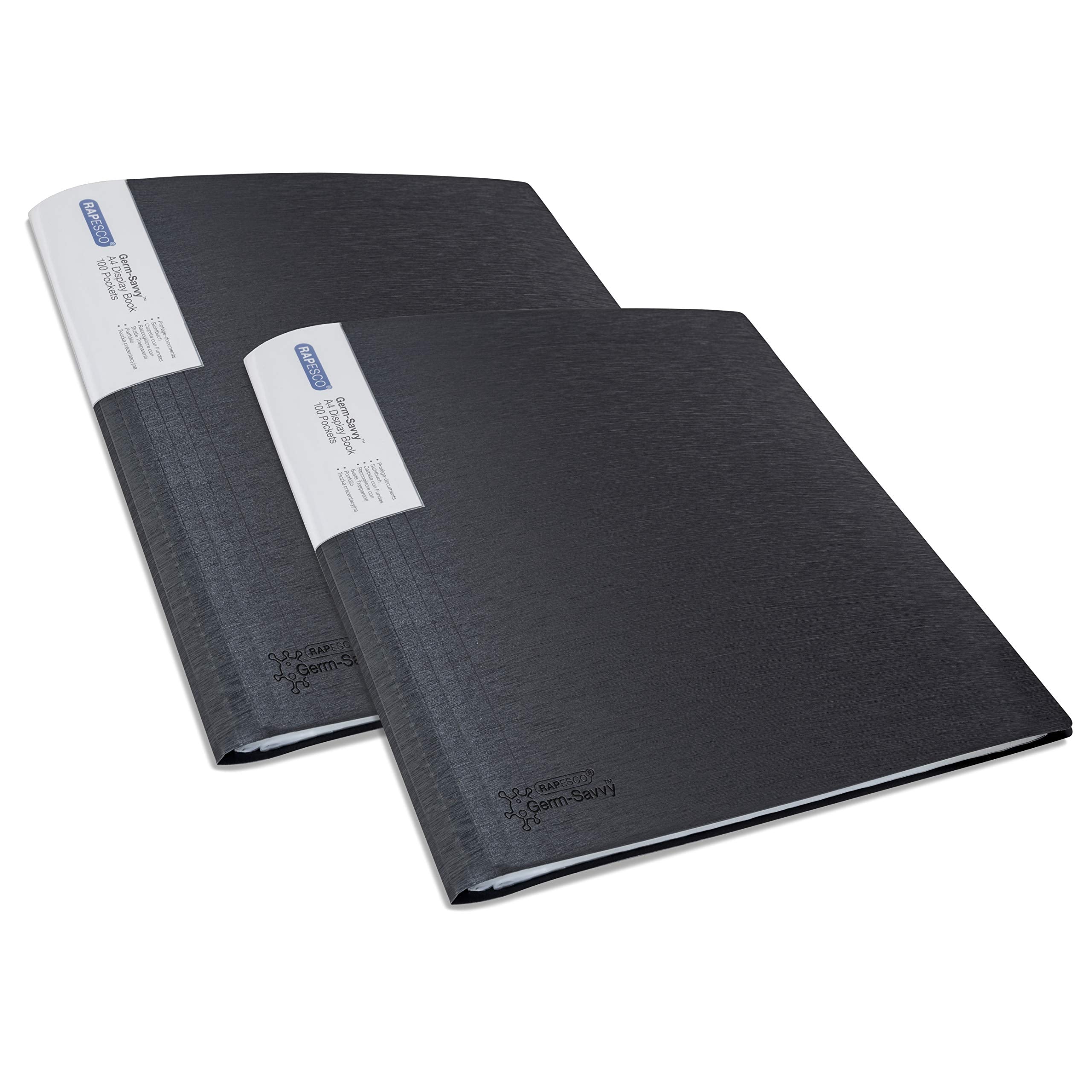 RAPESCO 1645 Presentation Folder - Germ-Savvy Antibacterial Protection | 100 Pockets | Black 1