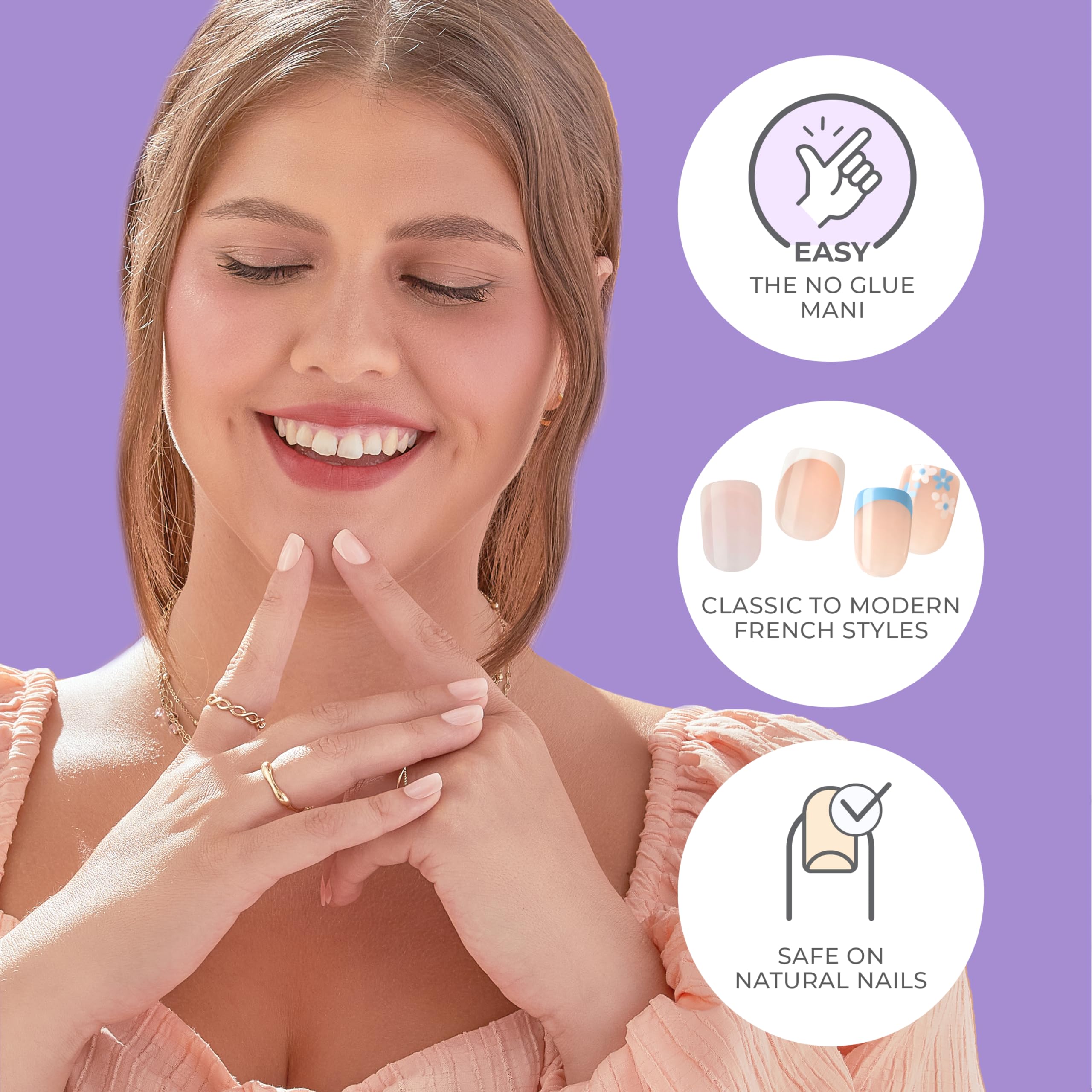 KISS imPRESS Modern French Press-On Nails - Pink Tips, Short Oval, No Glue Needed 3
