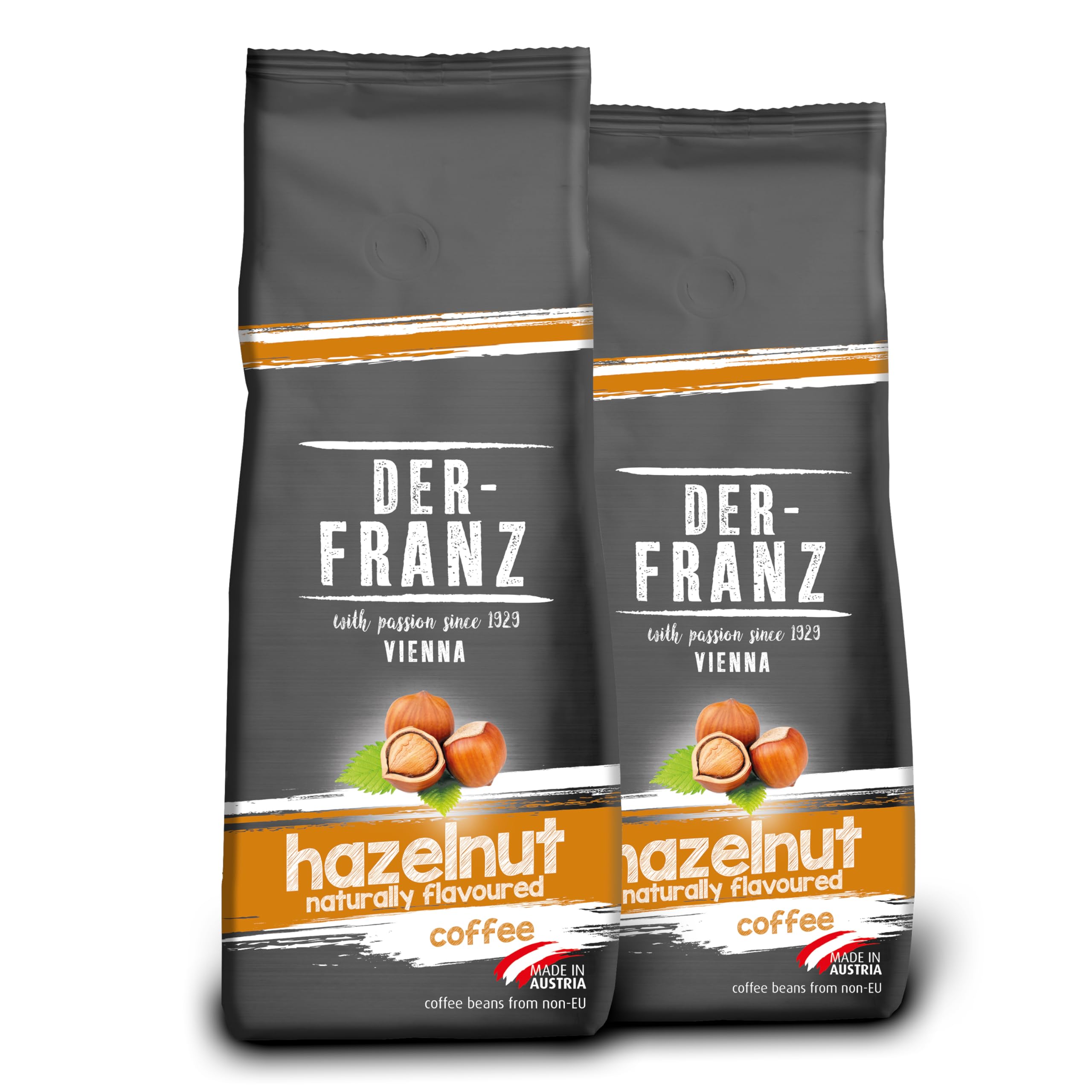 Der-Franz Hazelnut Flavoured Ground Coffee - 80% Arabica/20% Robusta Blend | 3/5 Intensity | 2 x 500g Pack 1