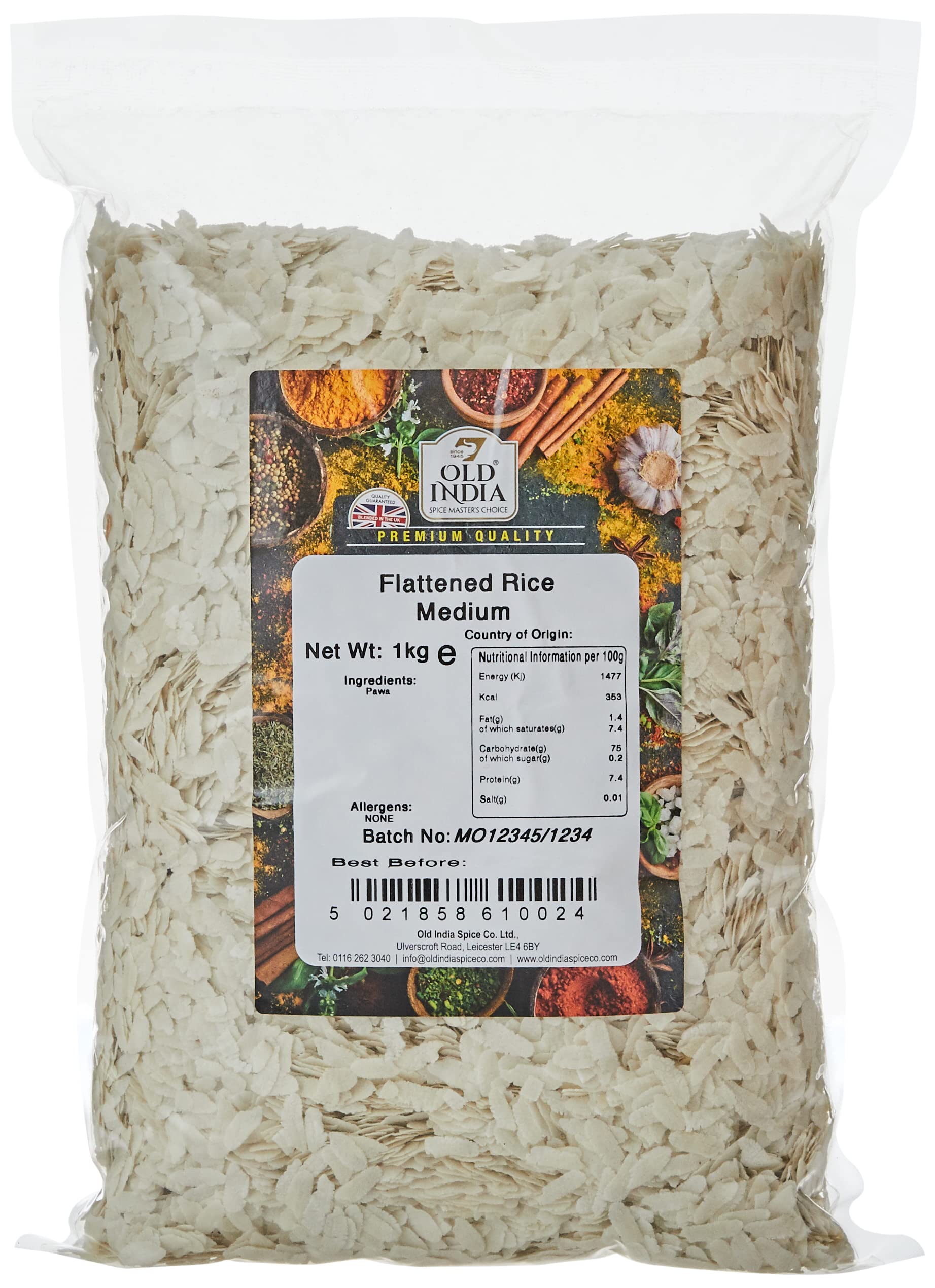 Old India Flattened Rice Medium - 1kg Natural & Additive Free | Pawa 1