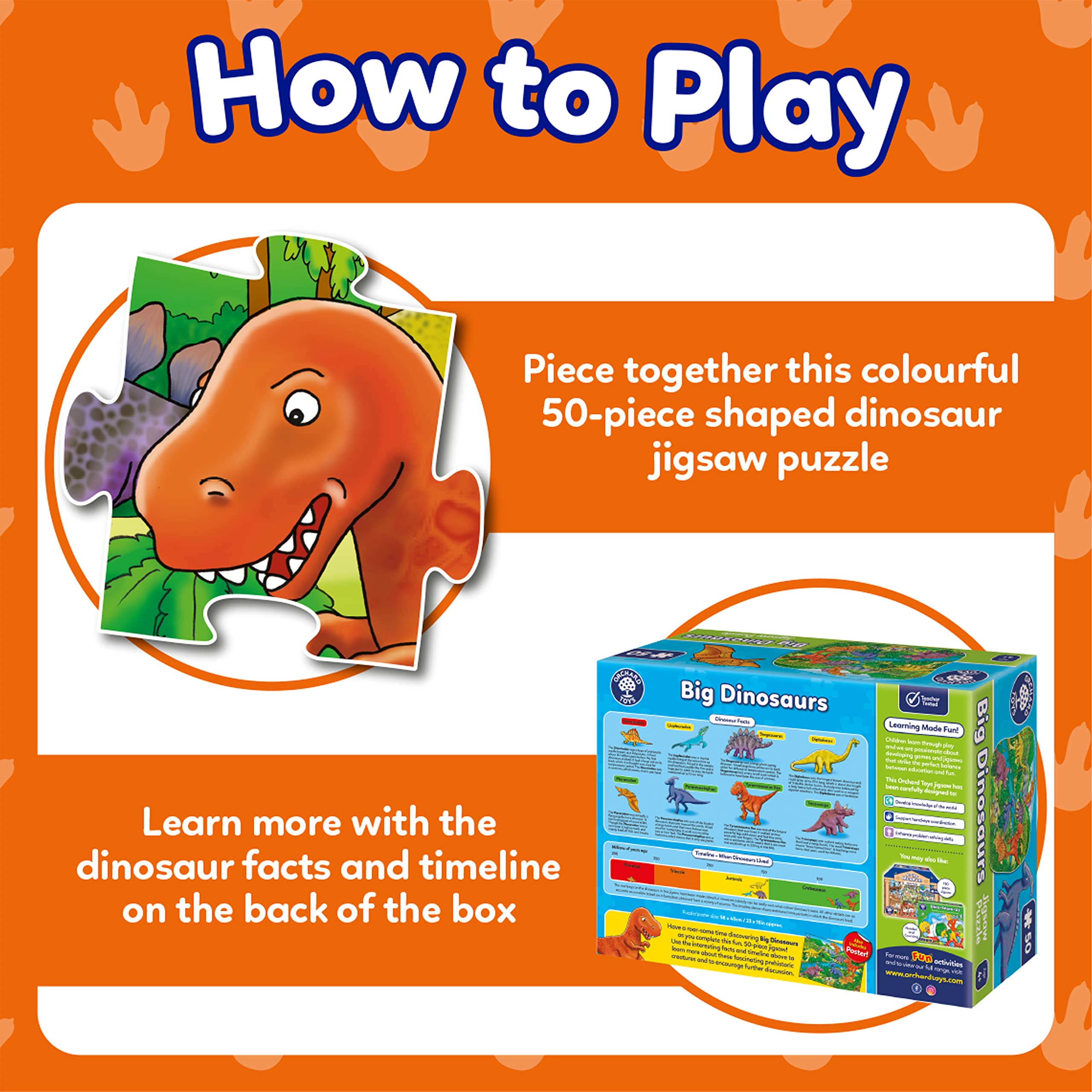 Orchard Toys Big Dinosaurs Floor Puzzle - 50-Piece Educational Jigsaw for Ages 4-8 9