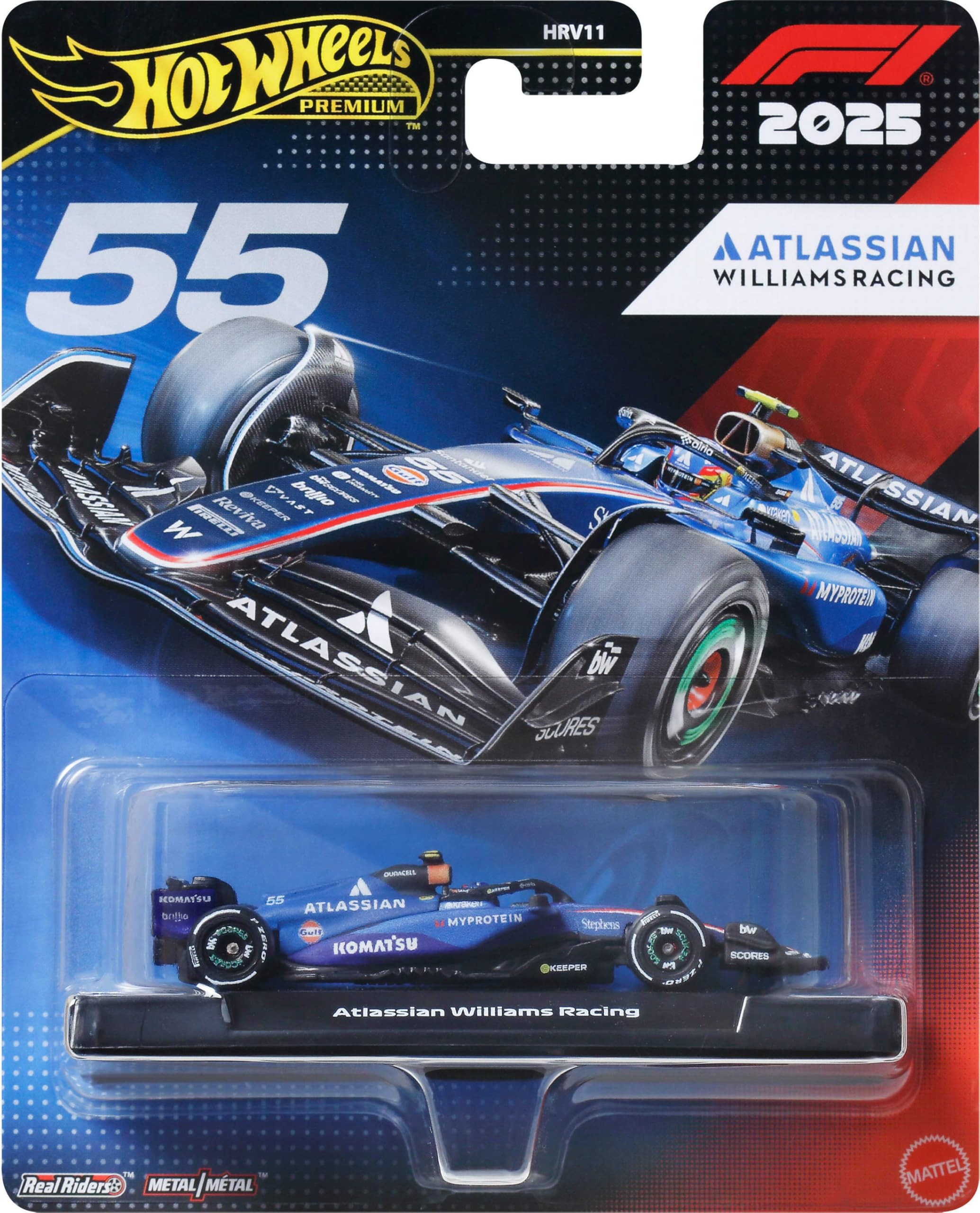 Hot Wheels Formula 1 Atlassian Williams Racing #55 Die-Cast Car | 1:64 Scale Metal/Metal | JKD85 6