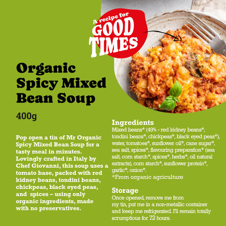Mr Organic - Spicy Mixed Bean Soup 400g - Organic Vegan High Protein Tinned Soup
