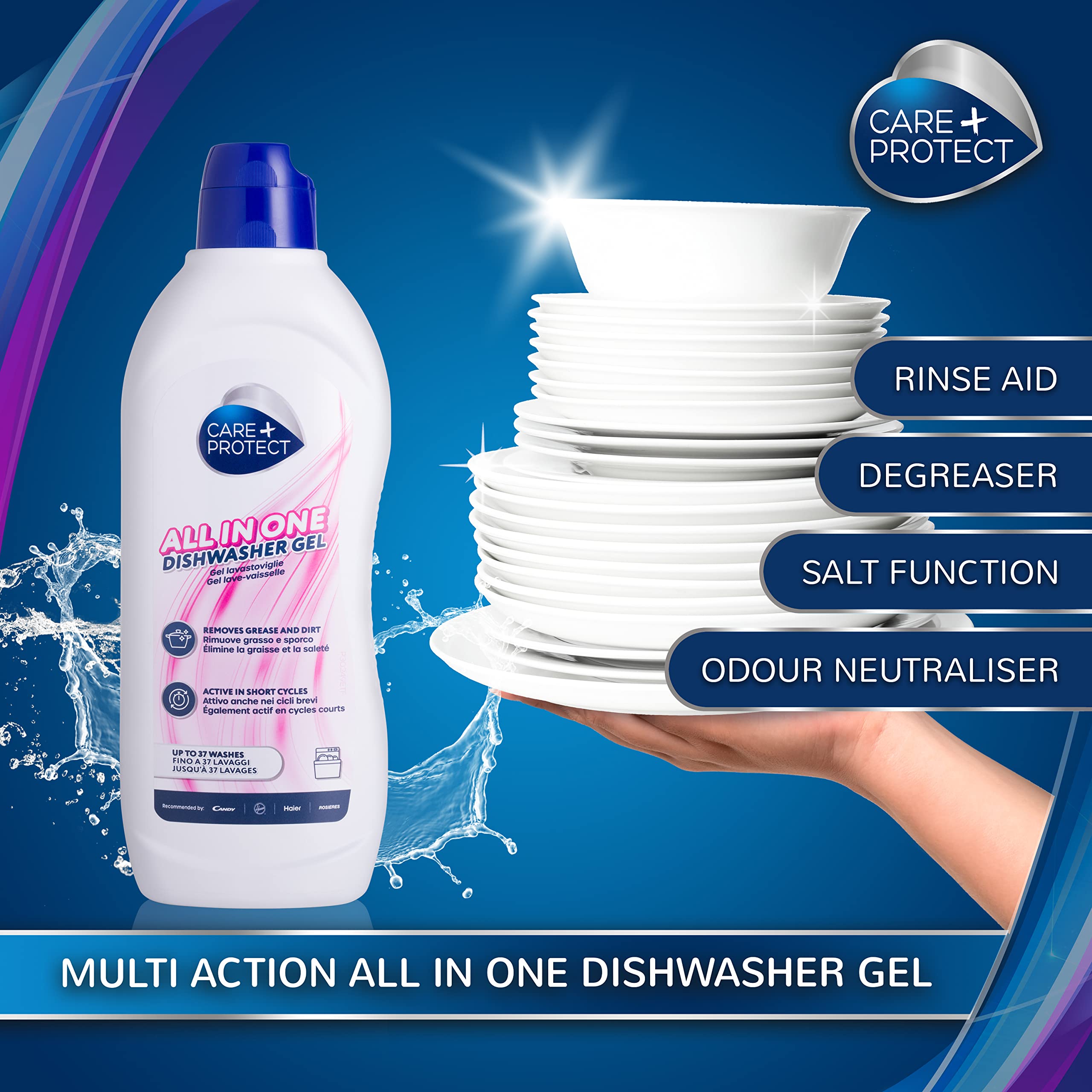 CARE + PROTECT Dishwasher Gel All in One - Degreaser, Rinse Aid, Salt & Odor Neutralizer - 750ml 4