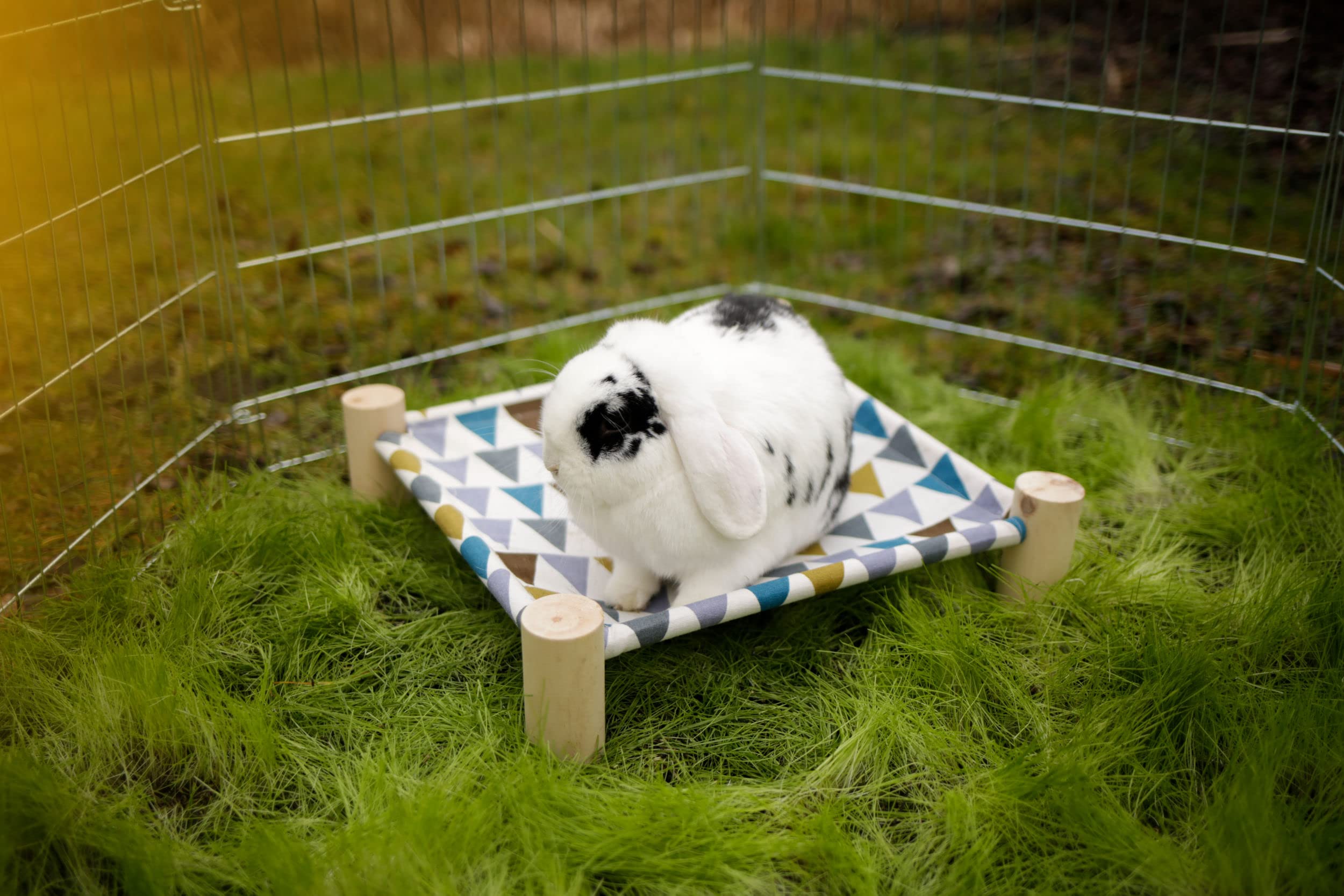 Kerbl Rodent Hammock - Canvas Fabric & Untreated Wood | Small Size | 380x380x100mm 2