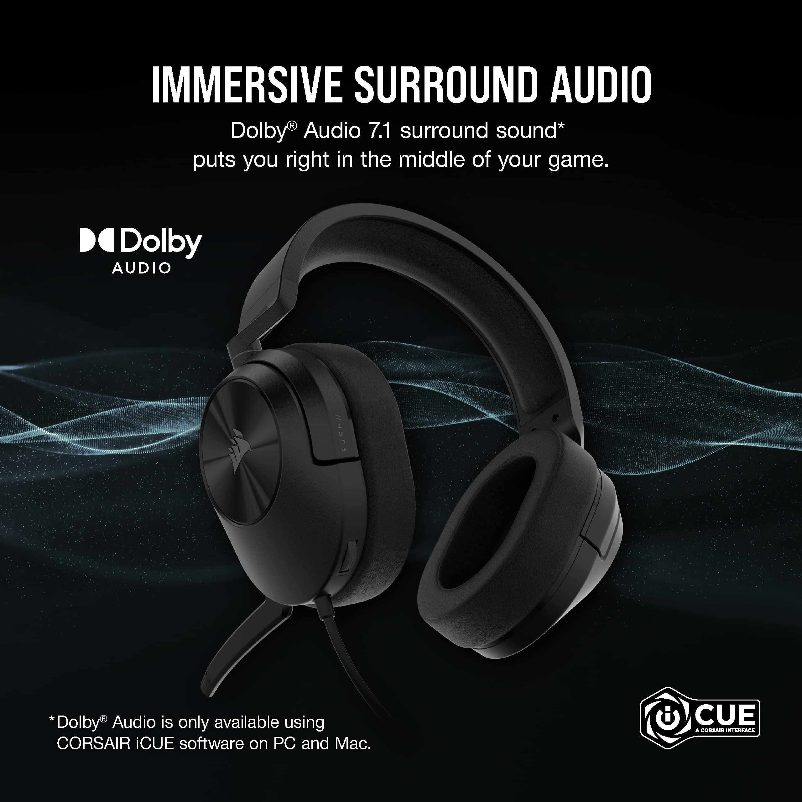 Corsair HS55 SURROUND Gaming Headset - Dolby 7.1 Surround Sound | Lightweight | Multi-Platform 3