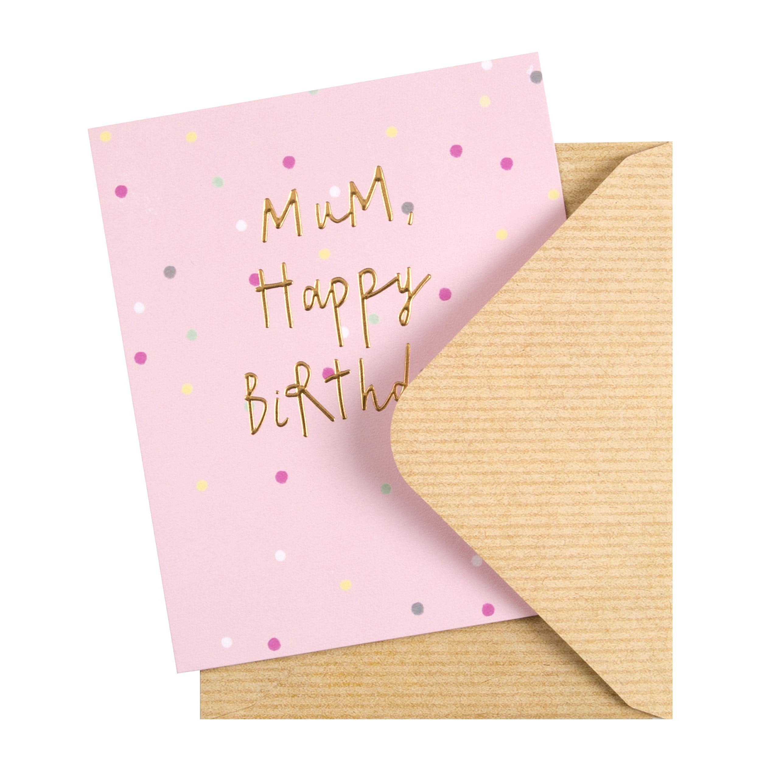 Hallmark Birthday Card for Mum - Polka Dots Design with Gold Foil & Embossed Details | 16.2cm x 13.5cm