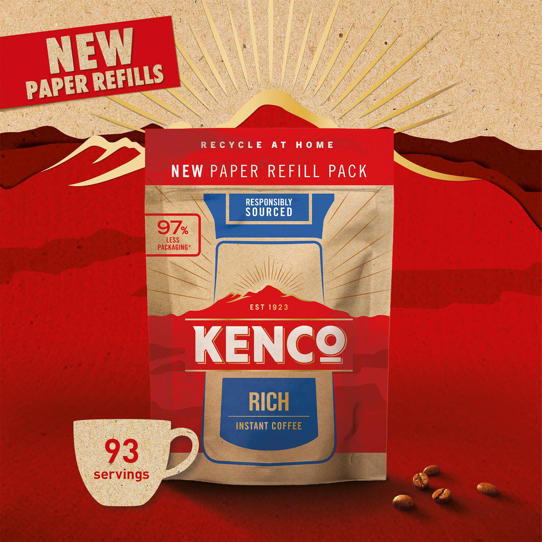 Kenco Rich Instant Coffee Refill 150g x 5 (750g Total) - 100% Responsibly Sourced, Home Recyclable Packaging