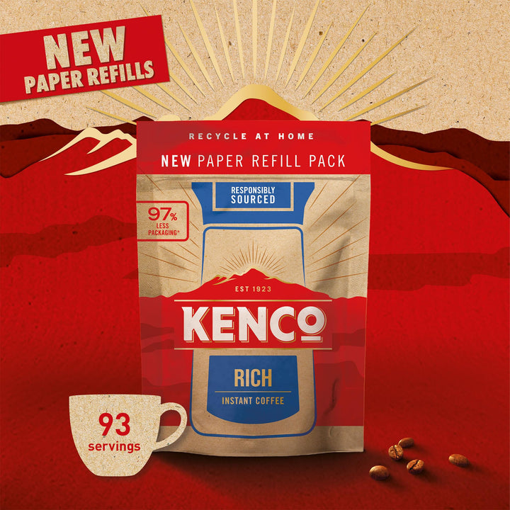 Kenco Rich Instant Coffee Refill 150g x 5 (750g Total) - 100% Responsibly Sourced, Home Recyclable Packaging