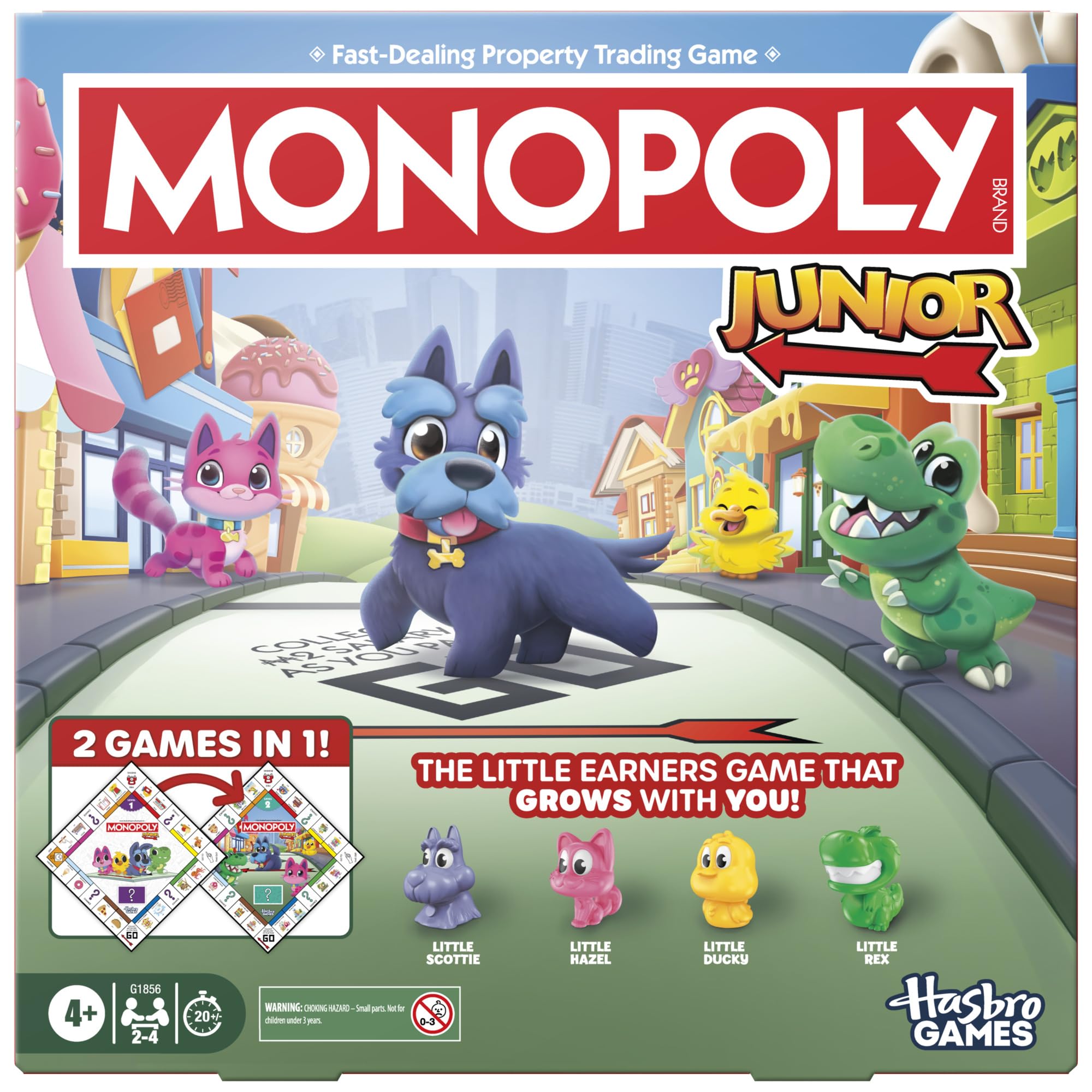Monopoly Junior Board Game - 2-in-1 Grow-with-Me Play for Ages 4+ | 2-4 Players 1