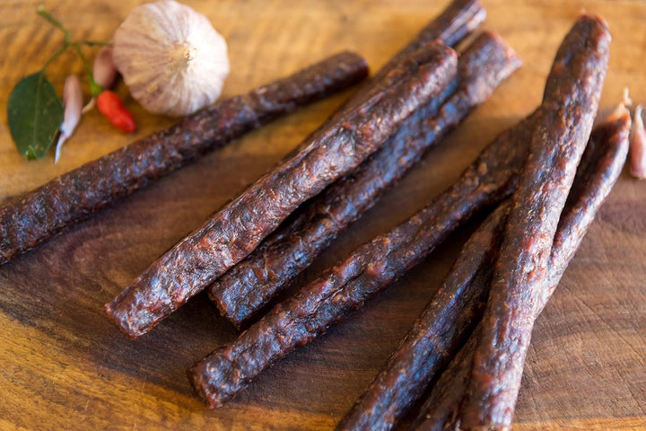 Biltong Boss Chilli Garlic Droewors - Authentic South African Beef Snack, Ready to Eat